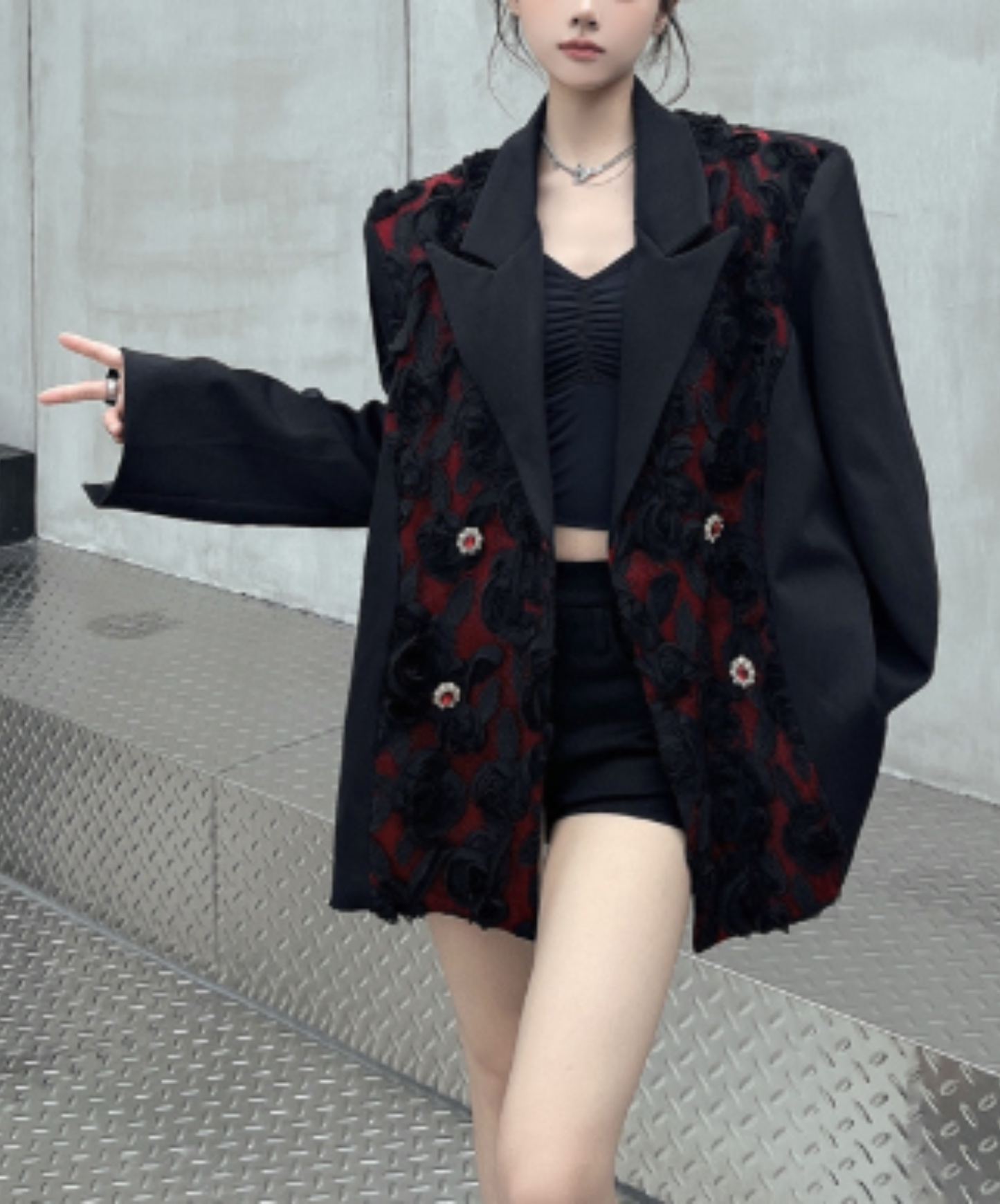 elegant rose motif jacket EN3092