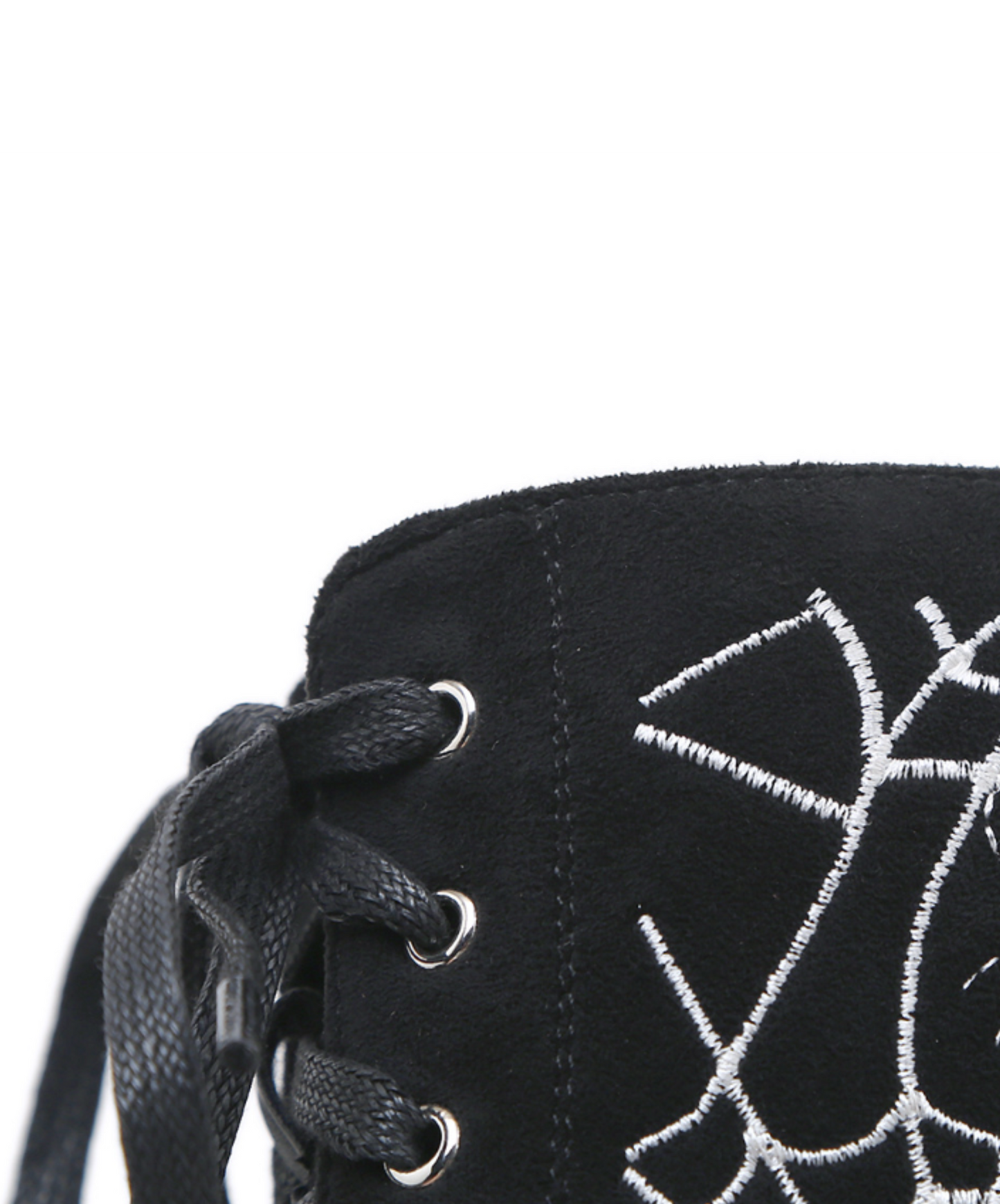 spider web embroidery suede look zip up boots EN1509