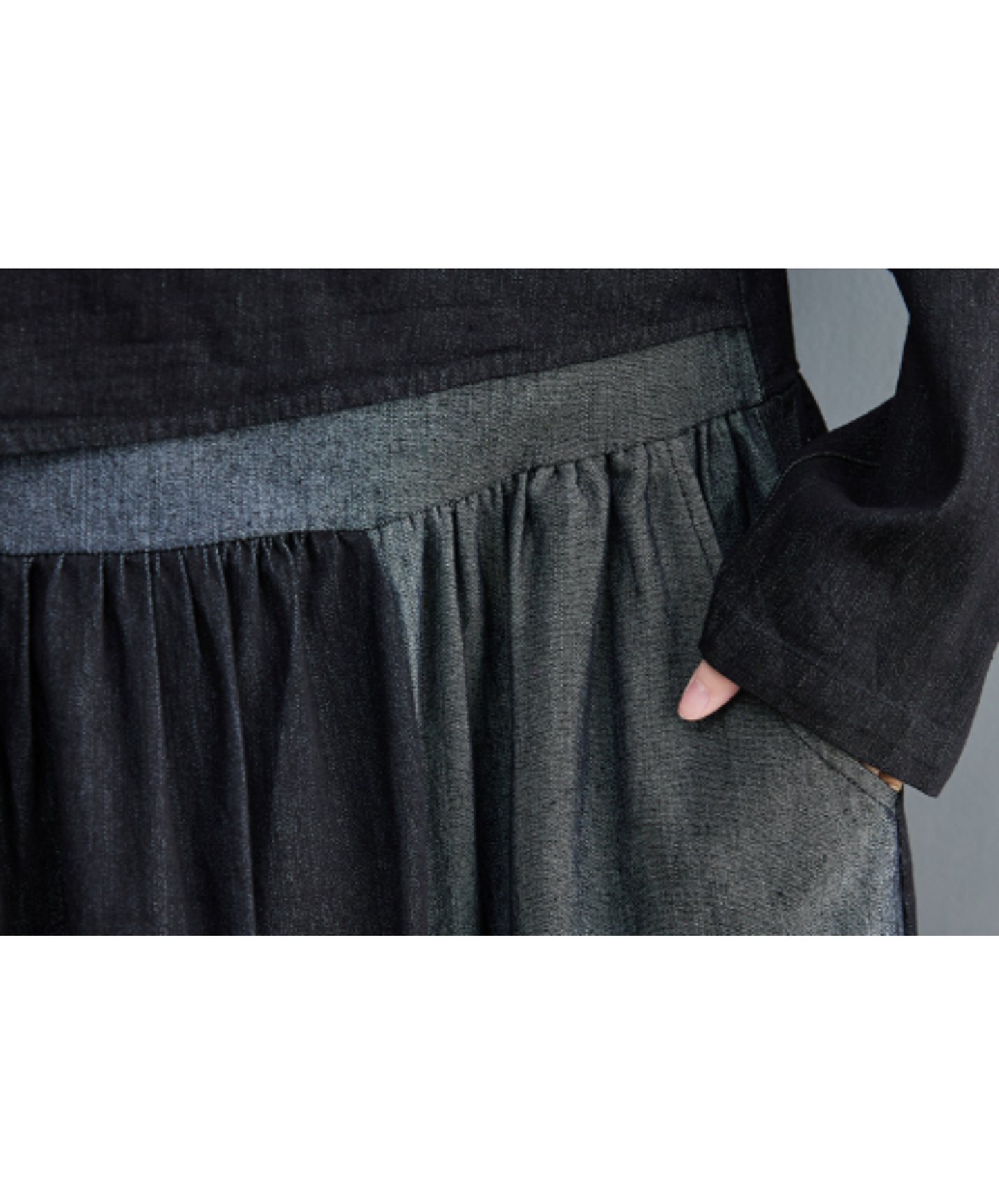 oversized style with denim paneling long shirt EN3067