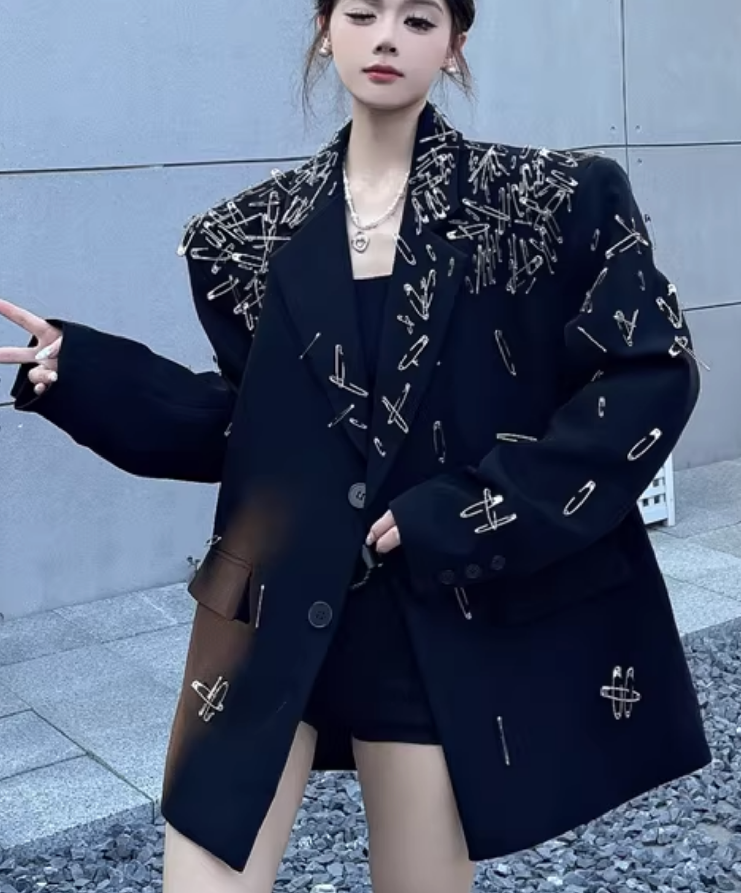 3d safety pin decoration jacket EN2828