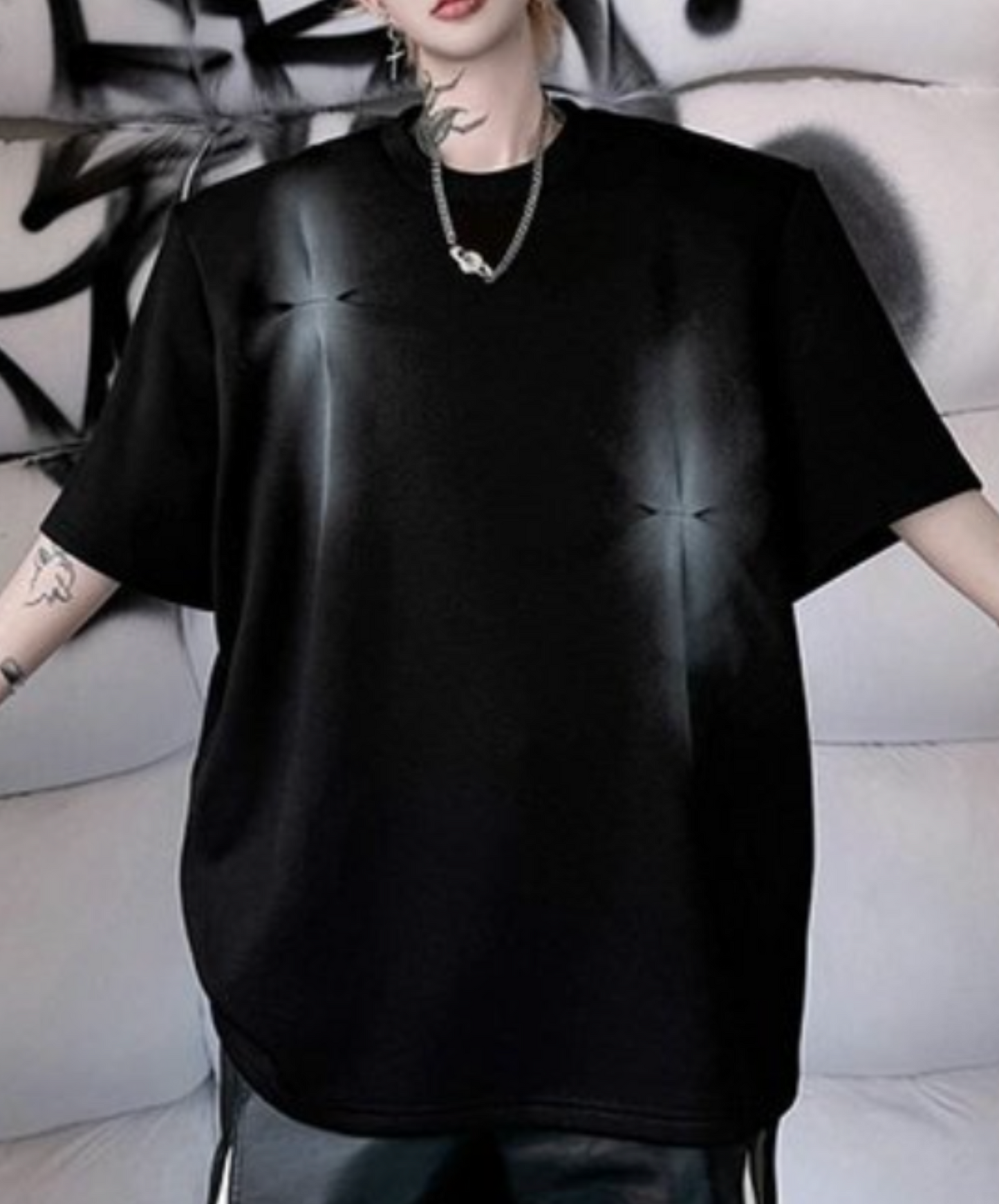 dark space-themed spray pattern t-shirt EN2097