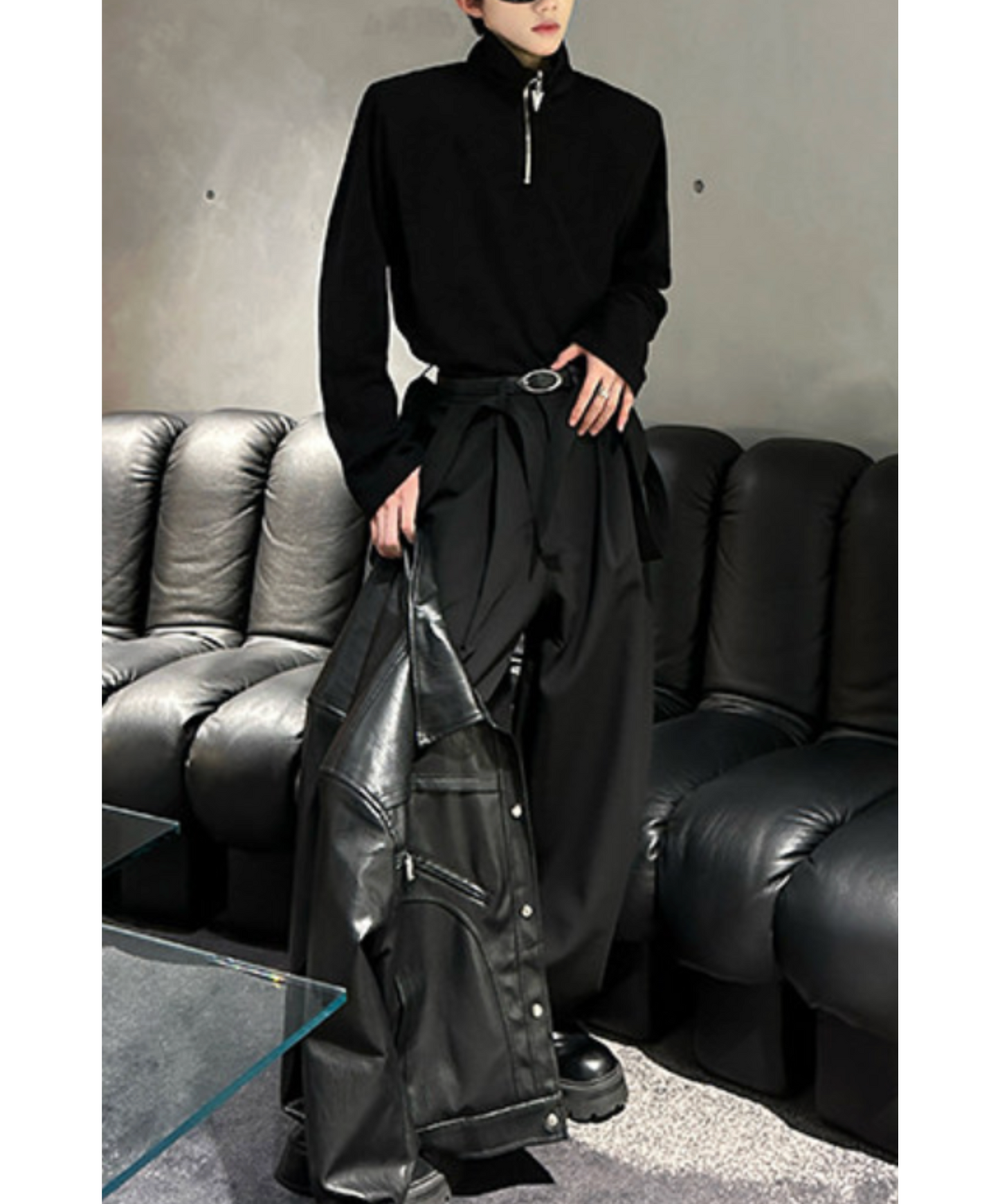 dark half-zip neck sweatshirts EN2637