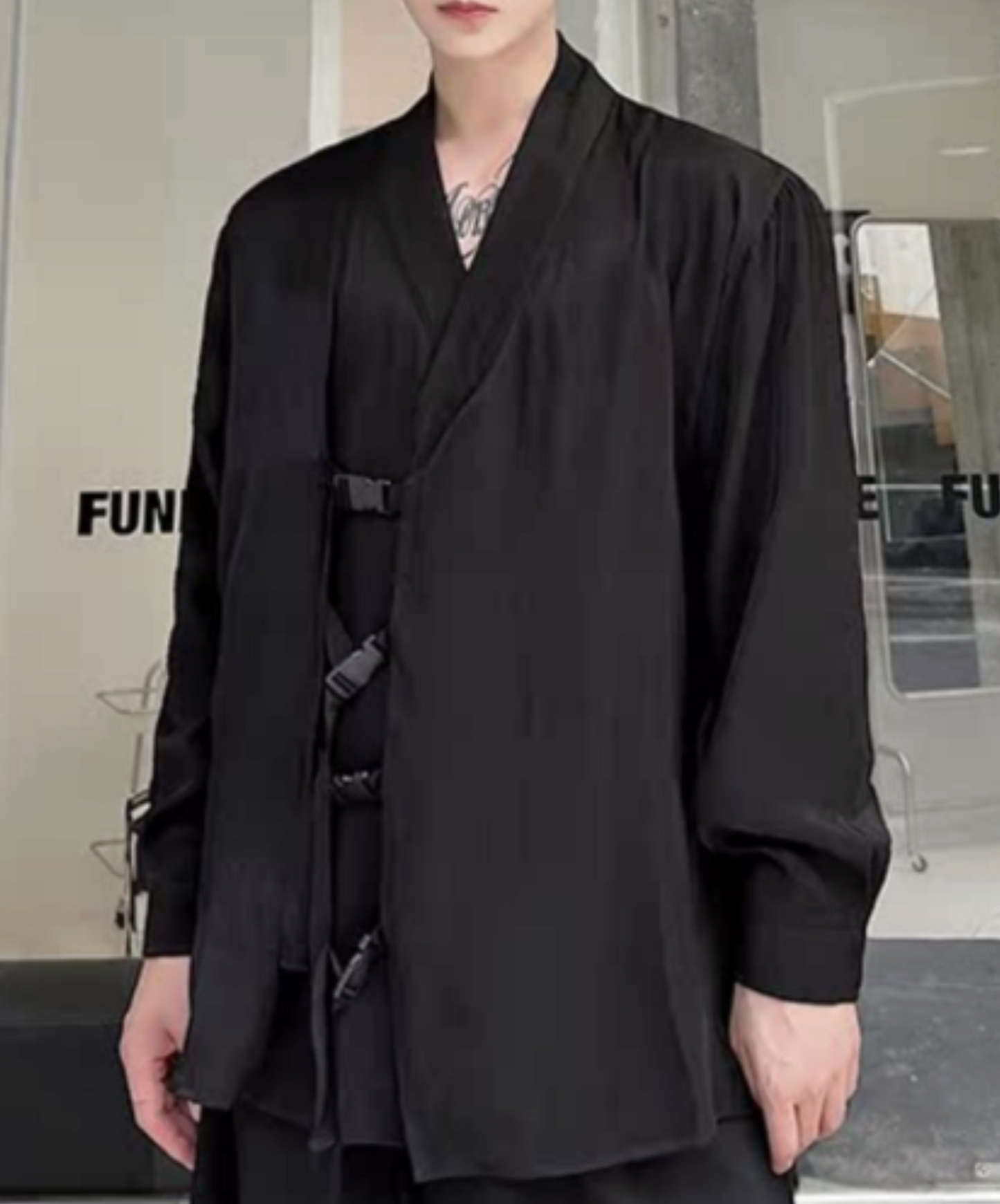 chinese style buckle belt shirt EN2429
