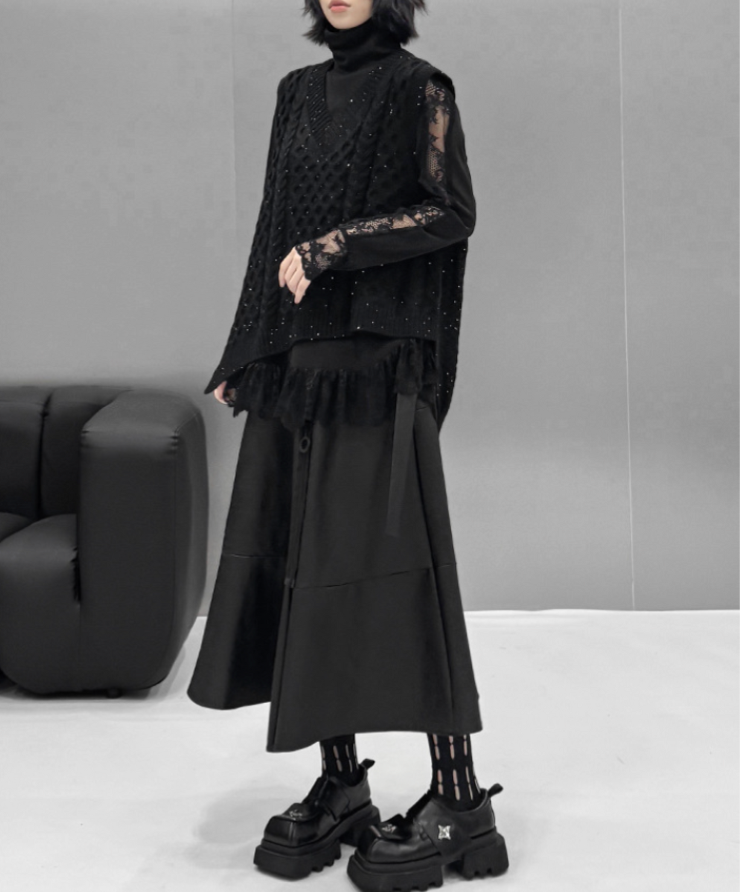 lace line frills t-shirt EN2446