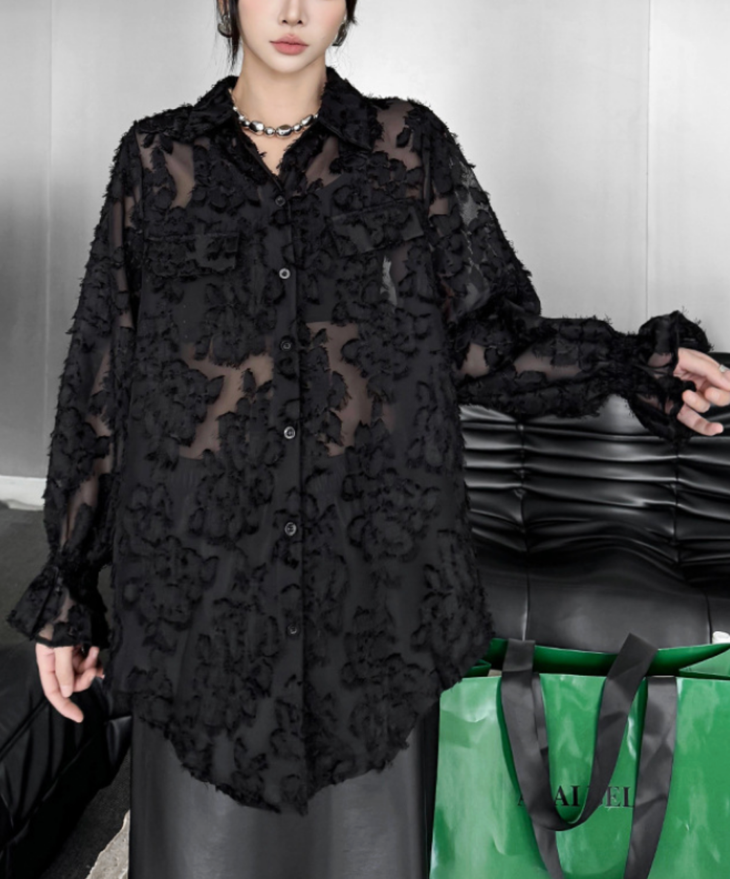 european style 3d floral pattern shirt EN2713