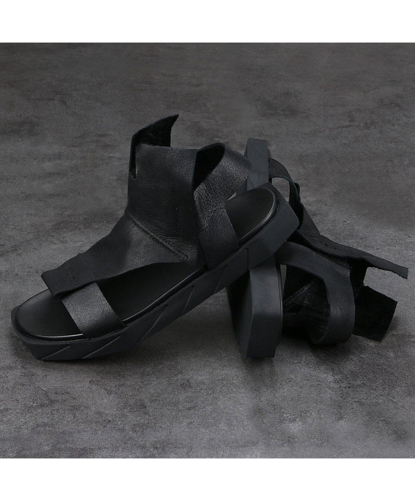 dark leather retro sandals EN936