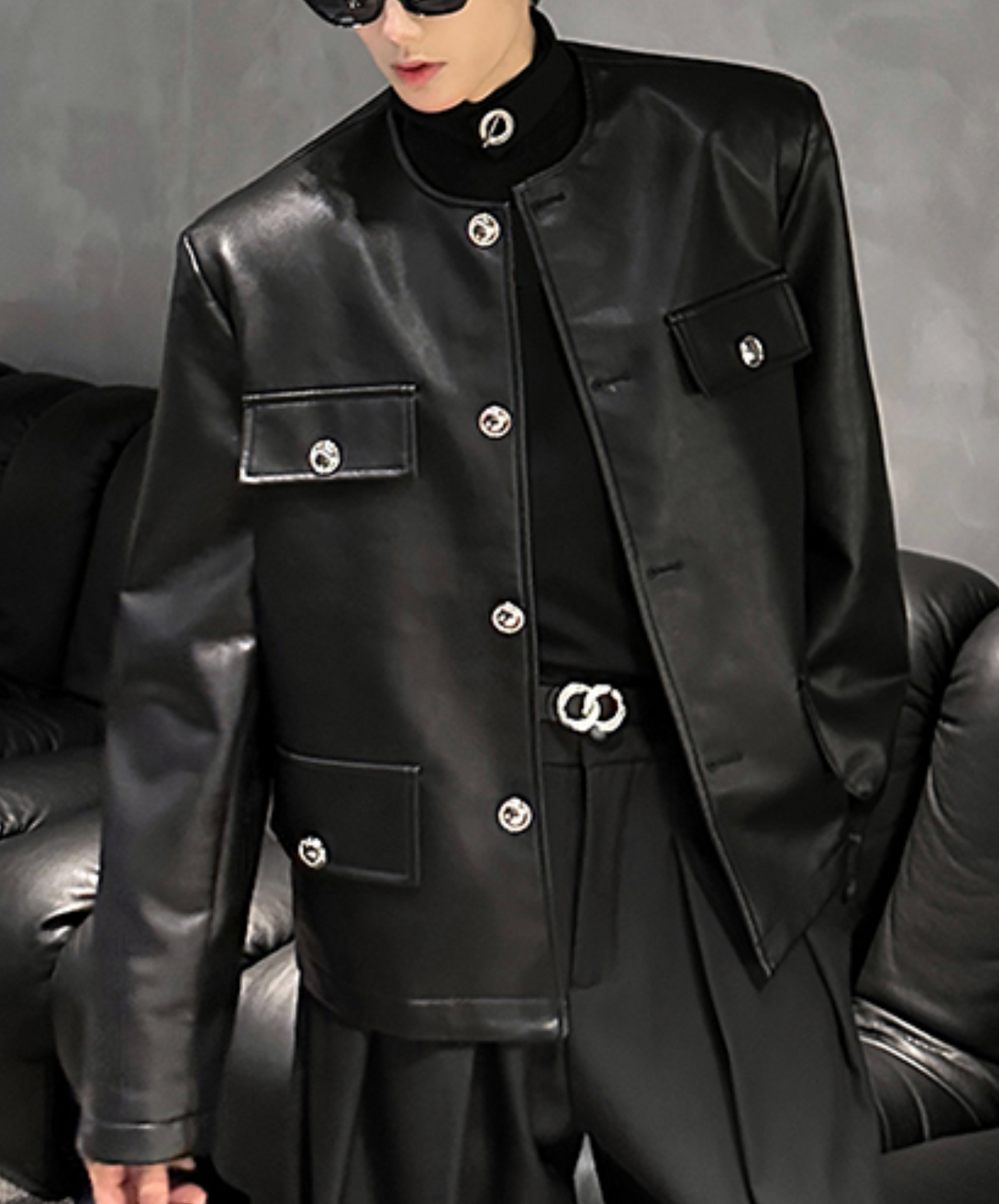 pu leather short riders jacket EN2474