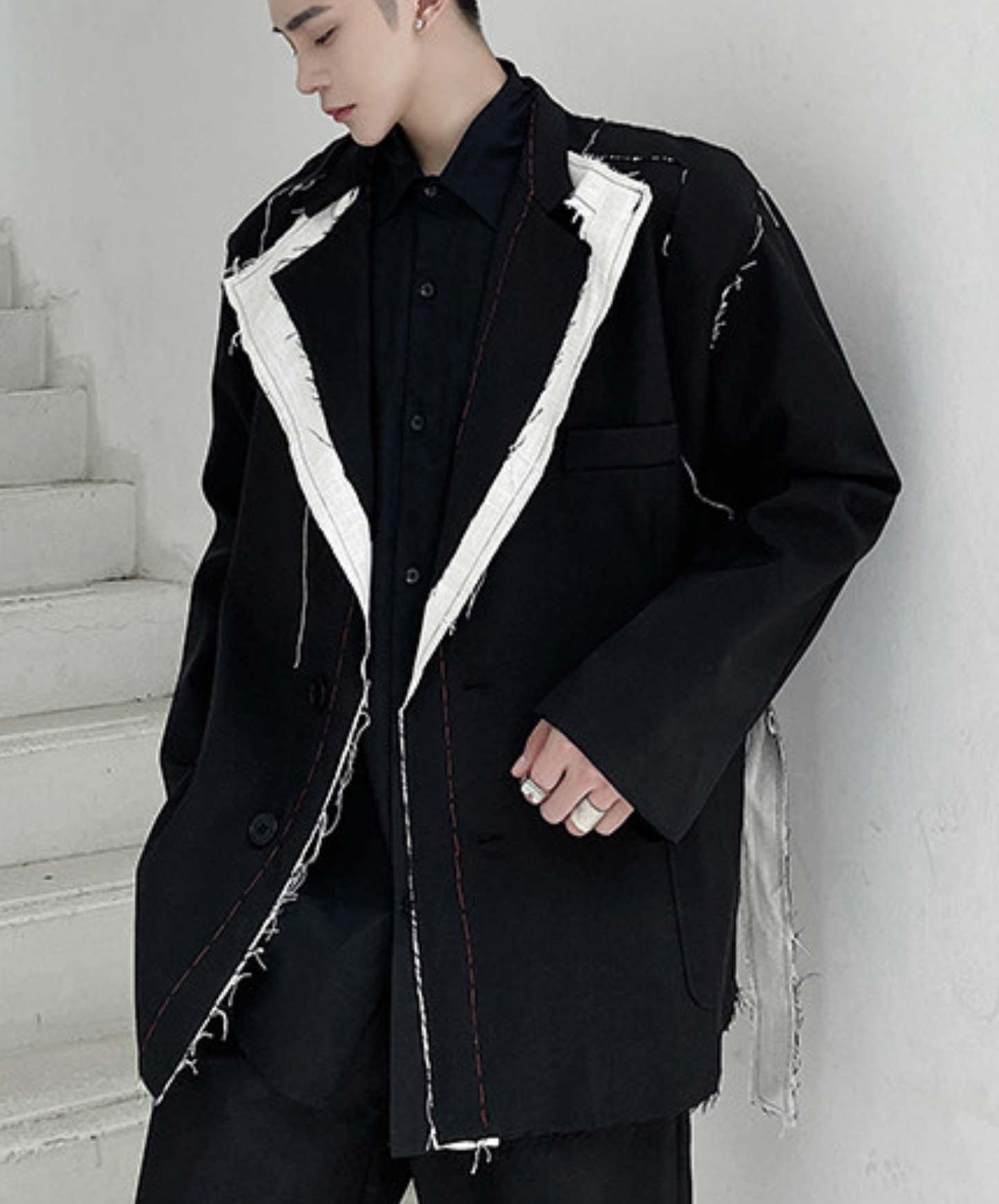 dark color block stitch jacket EN2787