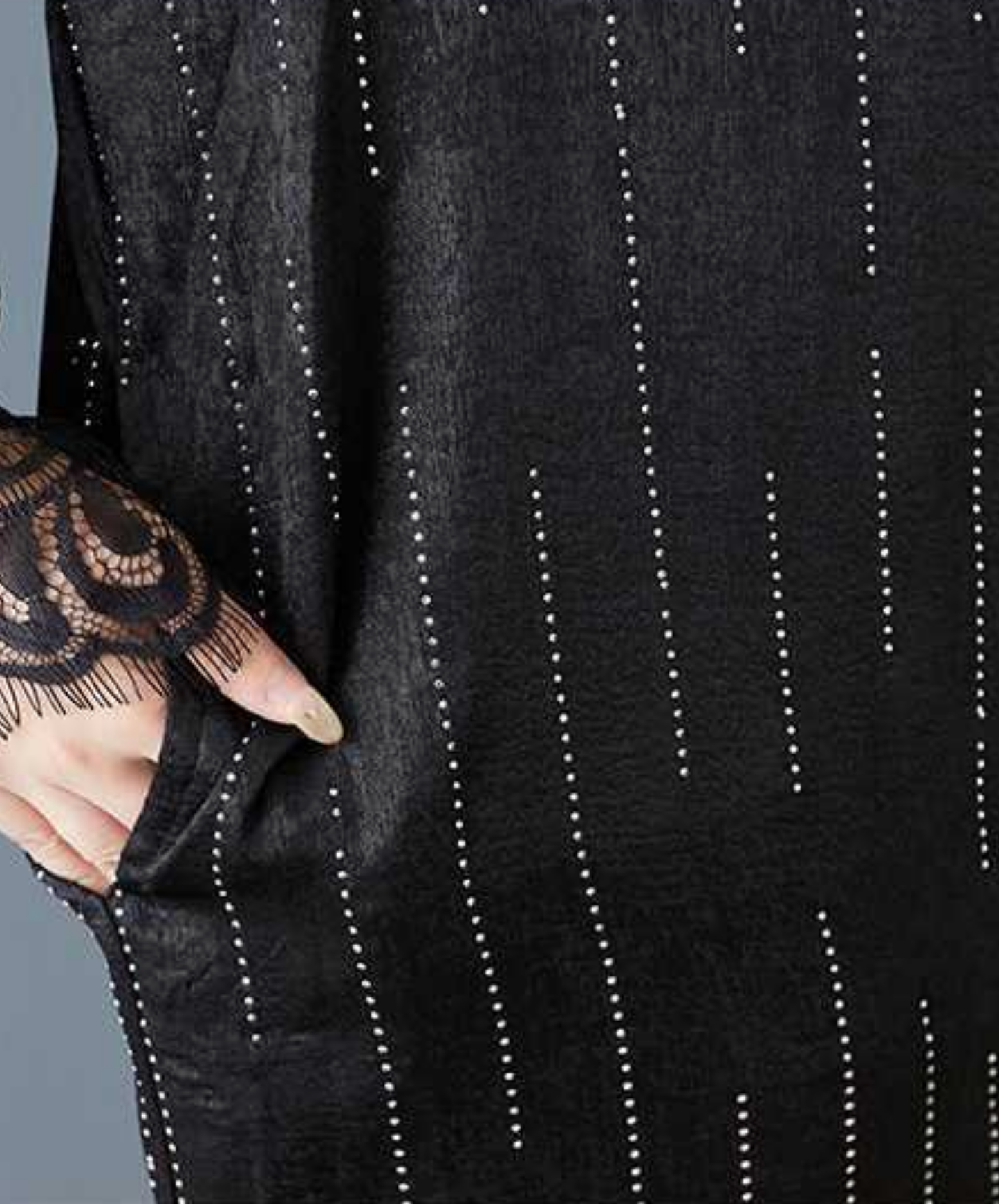 diamond stripe stitch lace long shirt EN2837