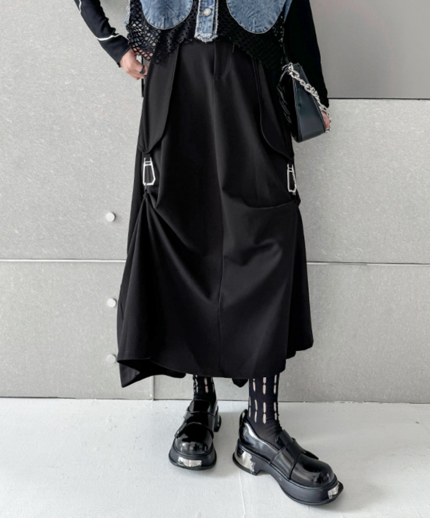 big pocket with buckle long skirt EN1637