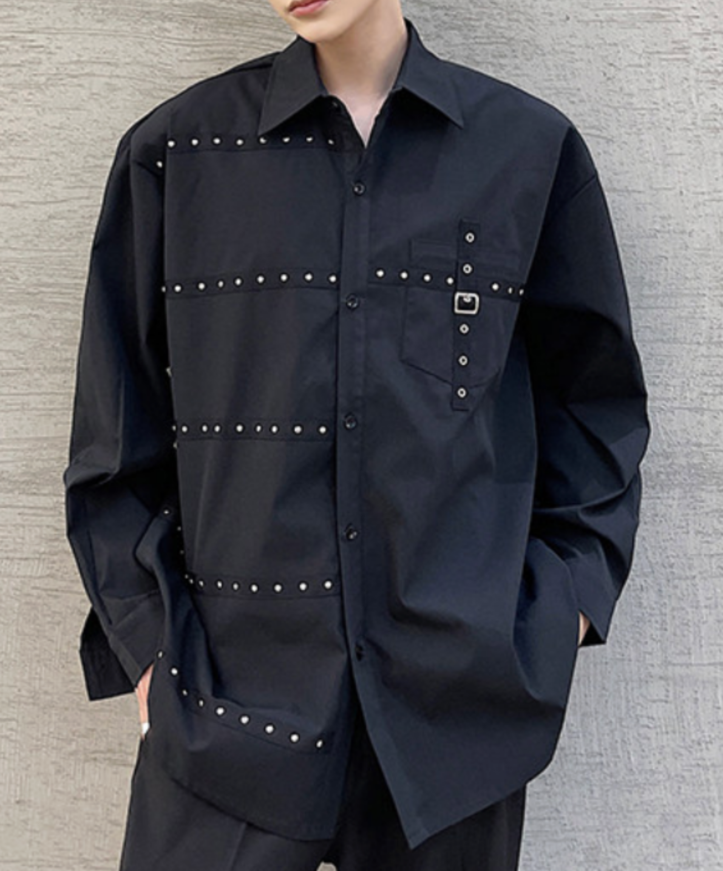 dark unique stud design shirt EN2668