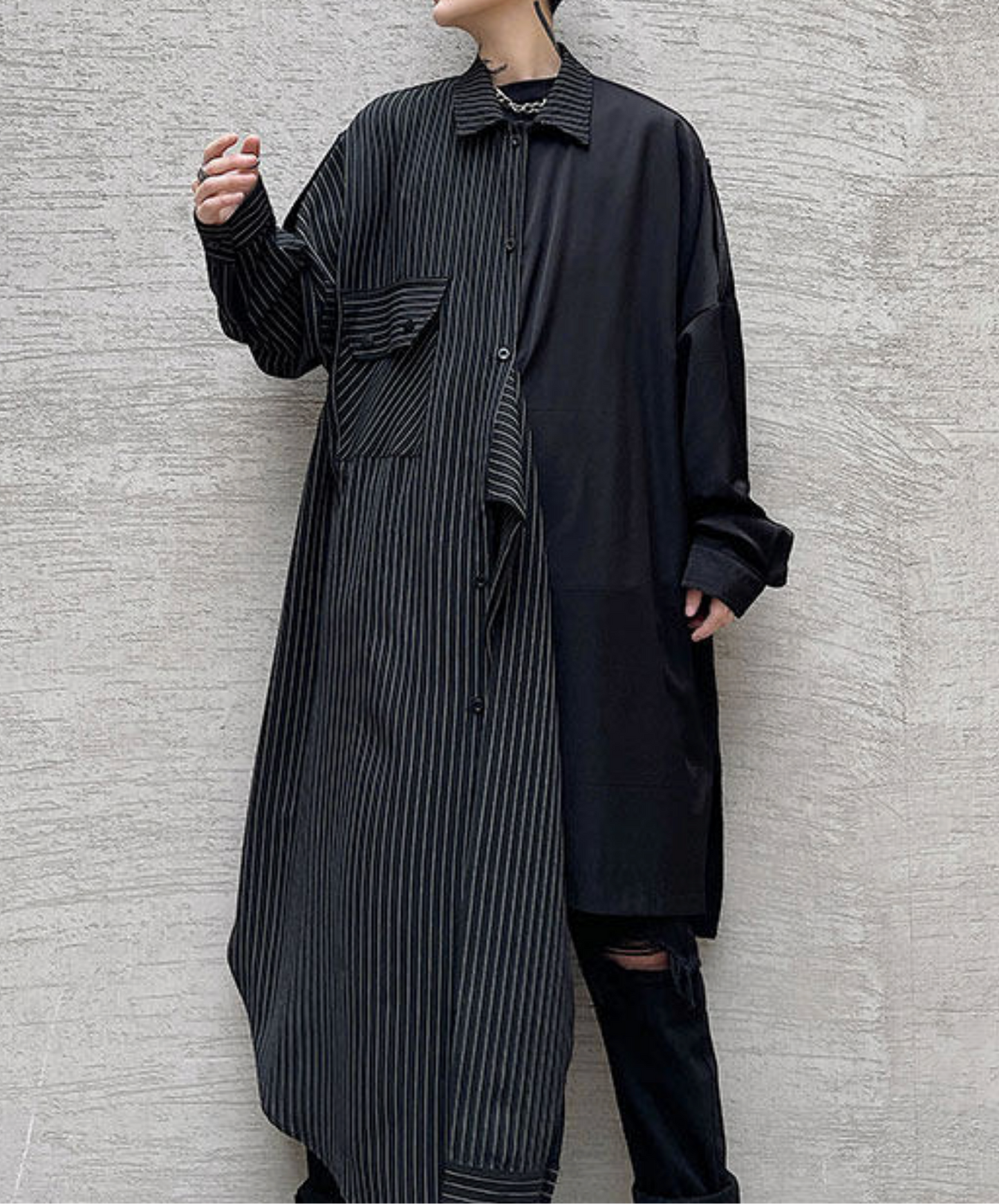 fake two-piece asymmetrical long shirt EN2762