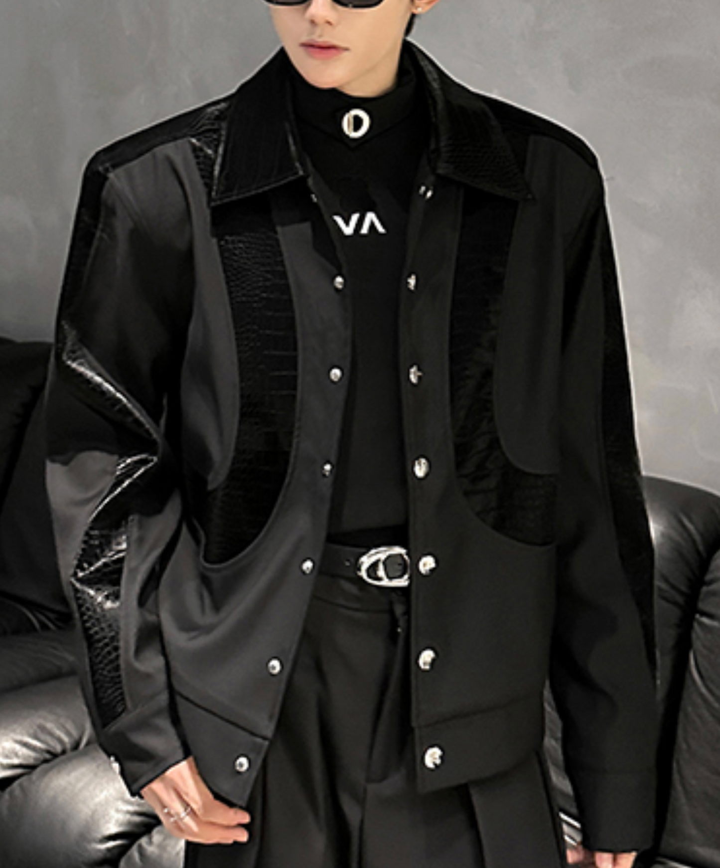 retro pu snakeskin pattern jacket EN2494