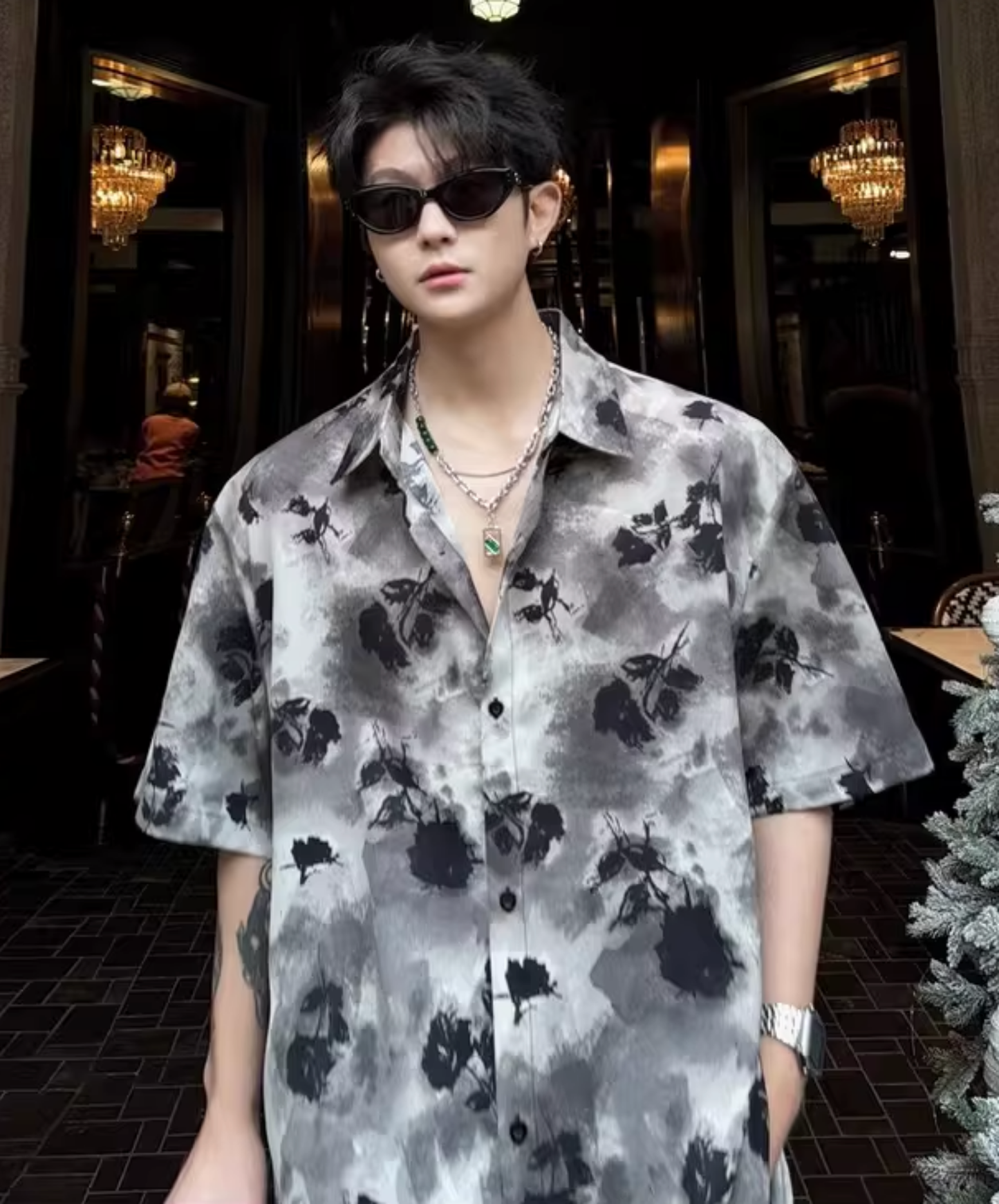 retro floral tie-dye shirt EN2791