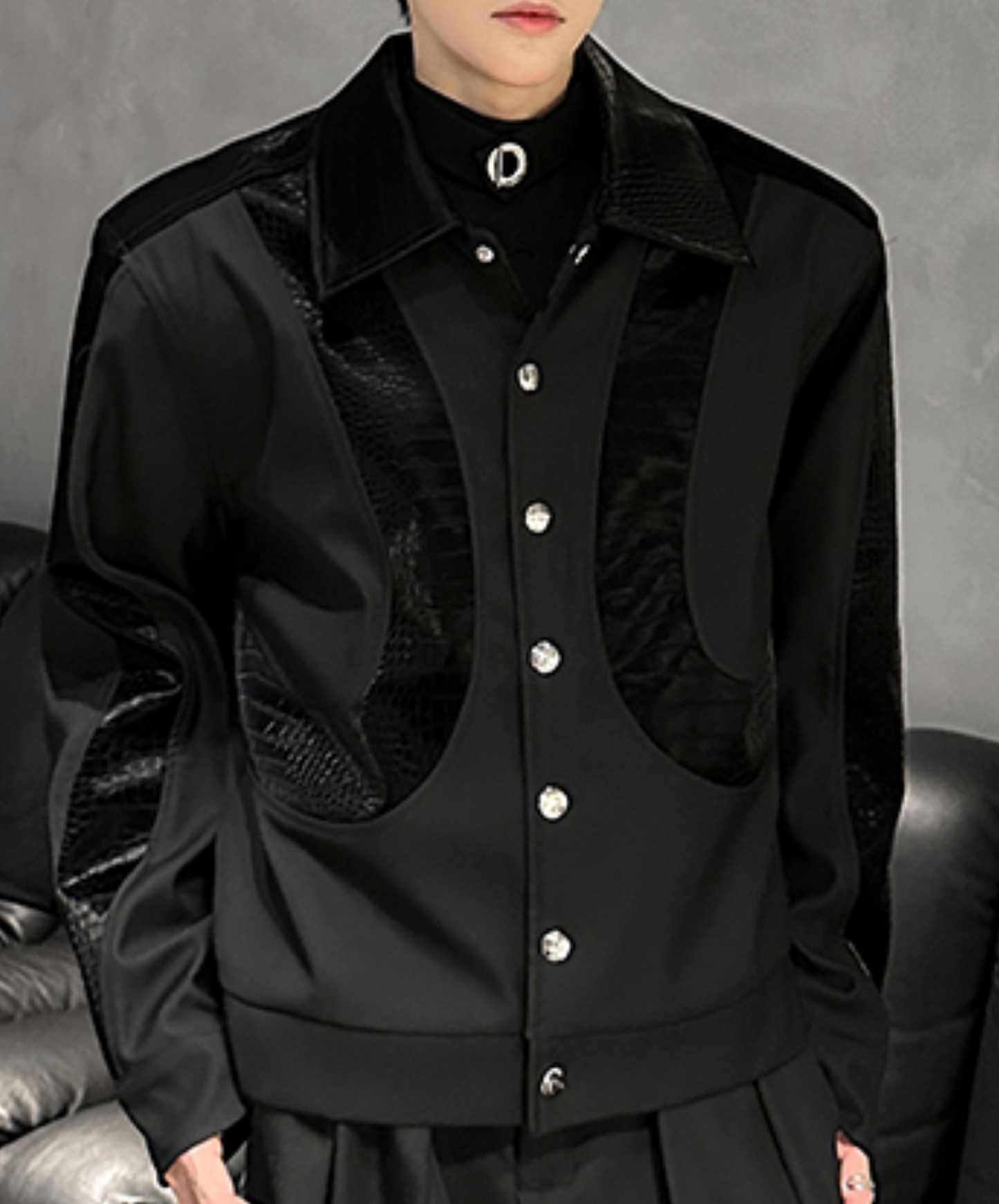 retro pu snakeskin pattern jacket EN2494