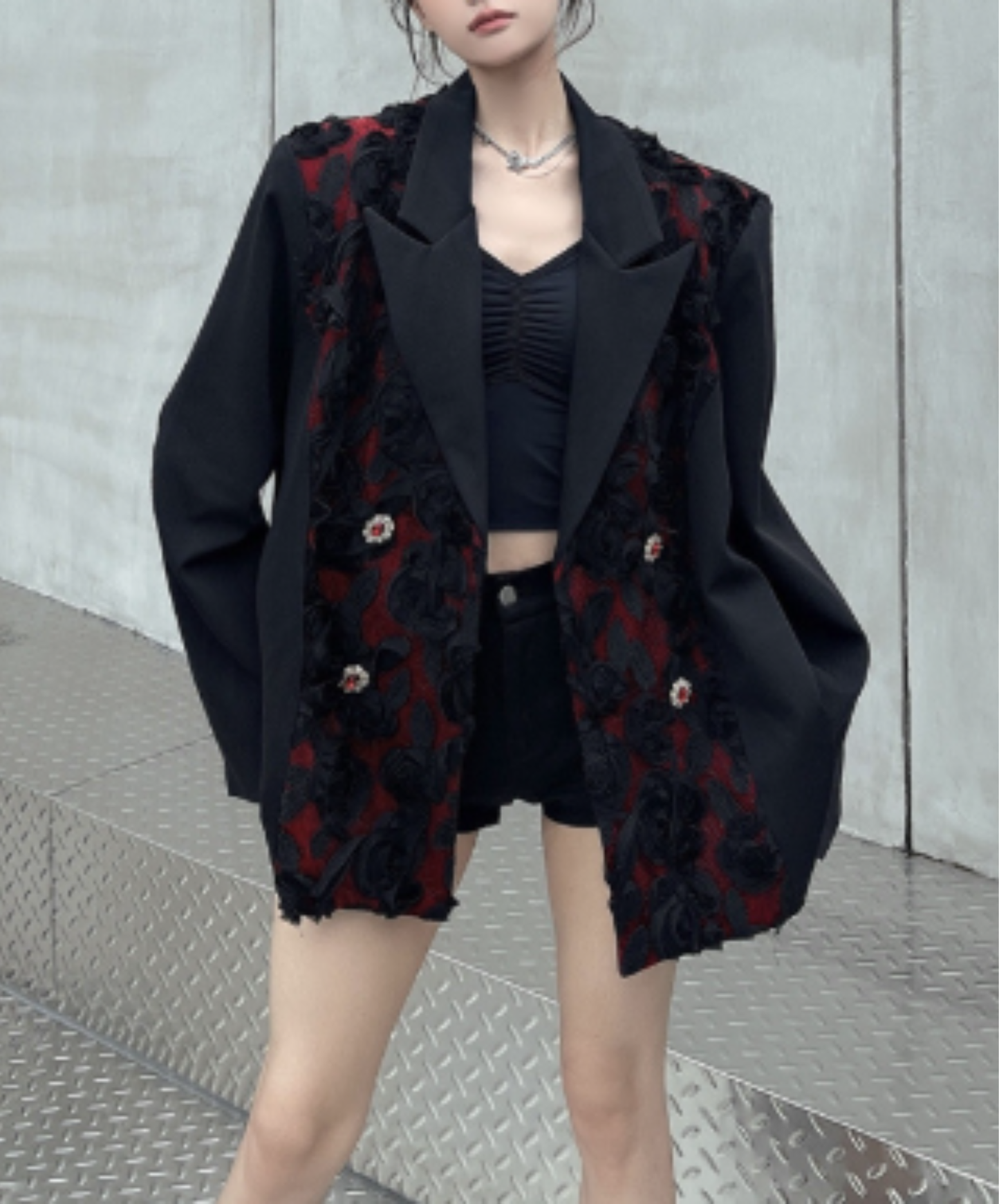 elegant rose motif jacket EN3092