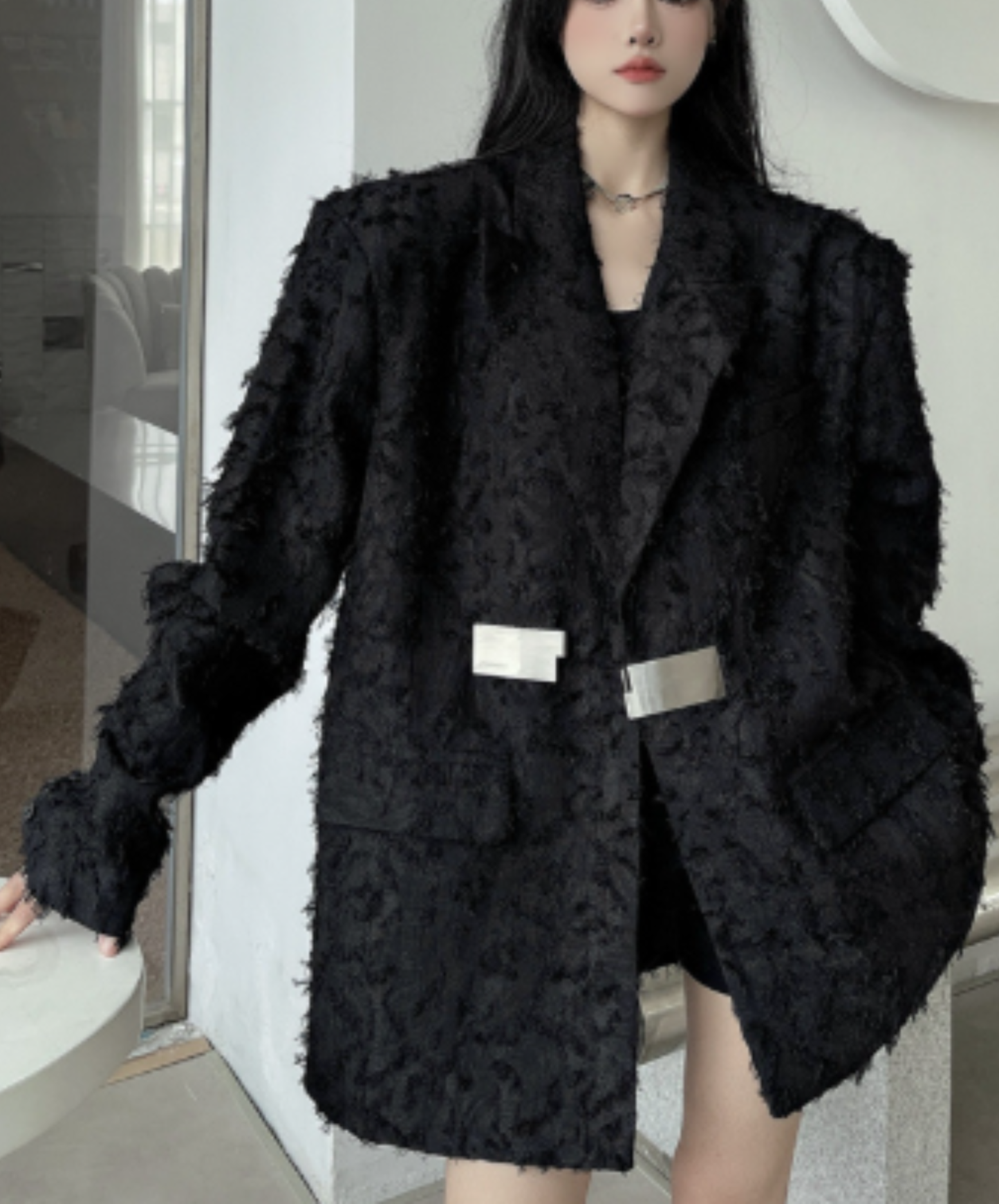 3d fringe metal buckle jacket EN3168
