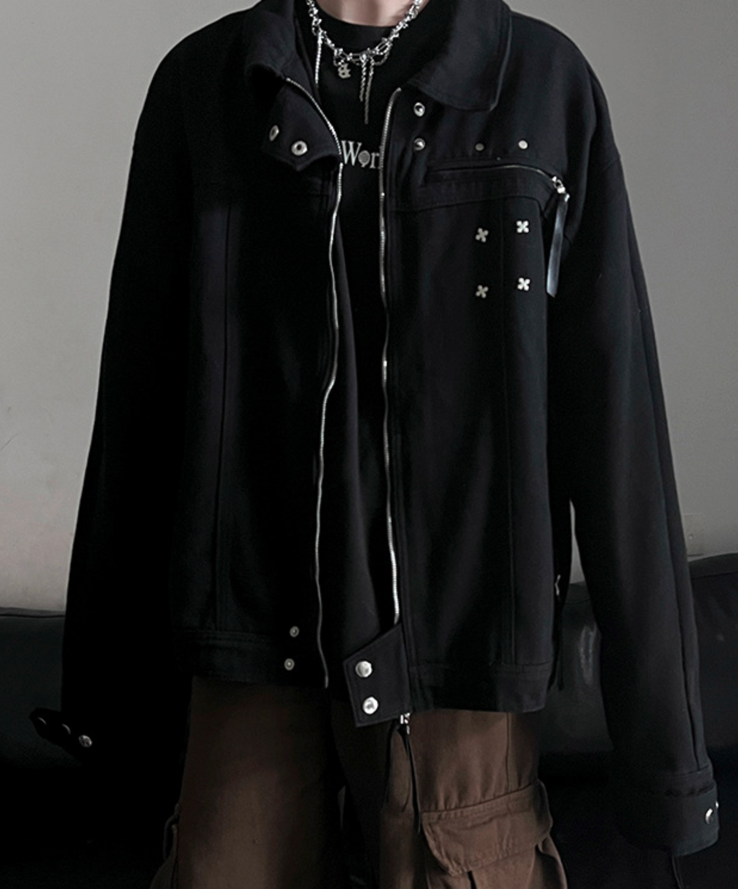 american retro black denim jacket EN2439