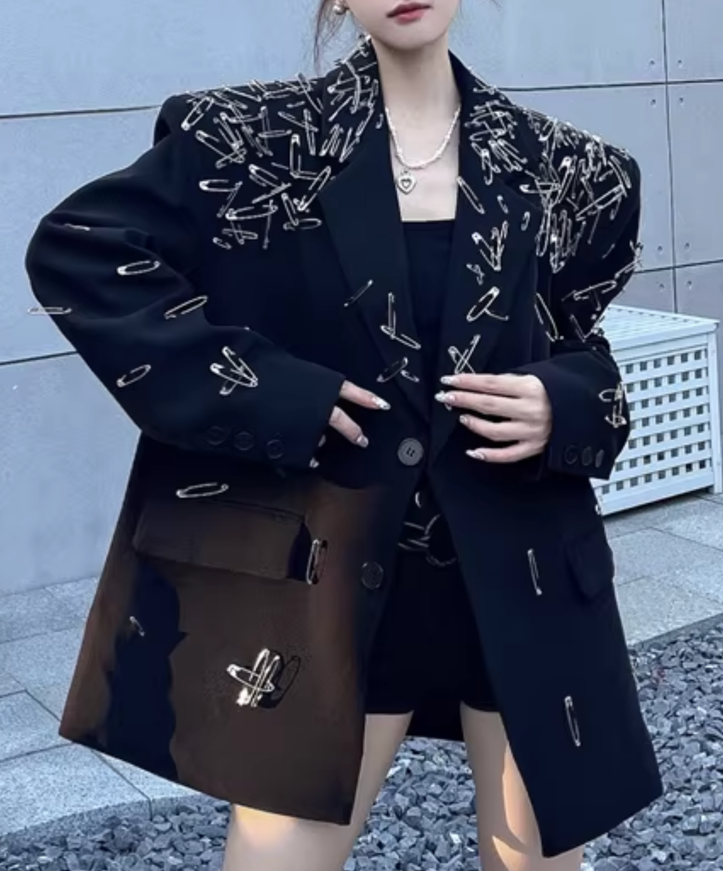 3d safety pin decoration jacket EN2828