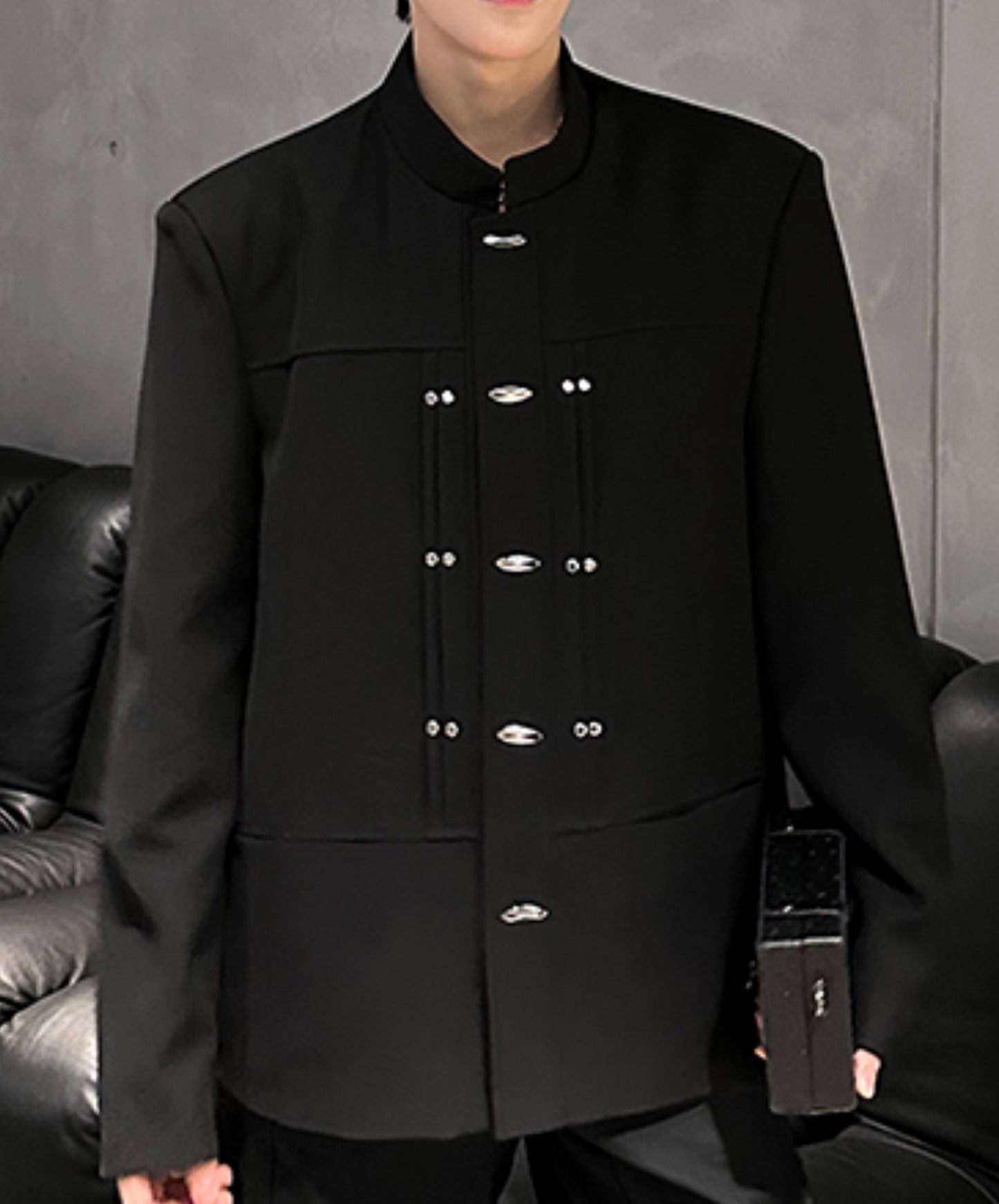 stand collar with metal buckle jacket EN2488