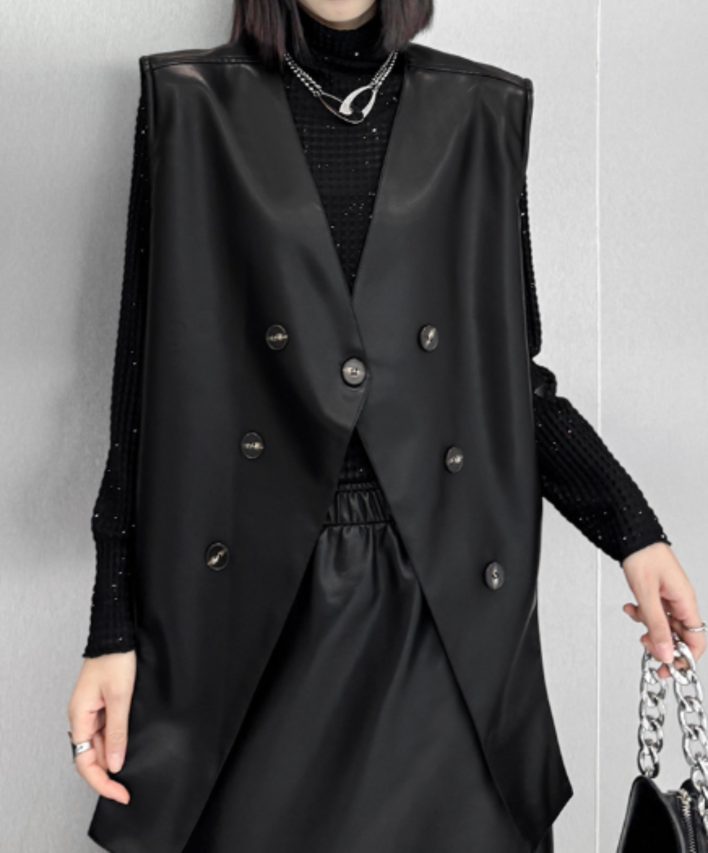 pu leather special silhouette vest EN2956