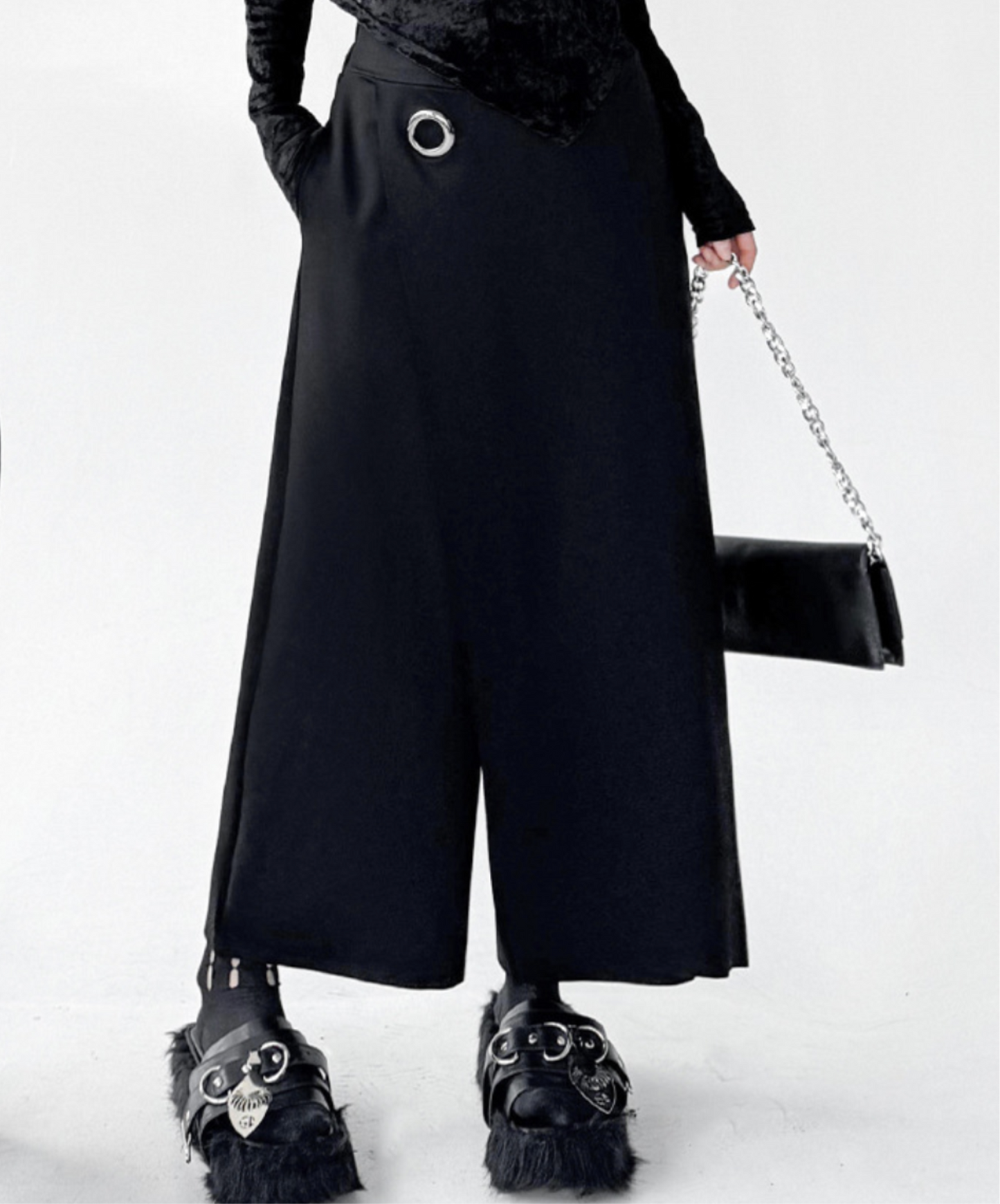 silver metal ring included wide pants EN2332