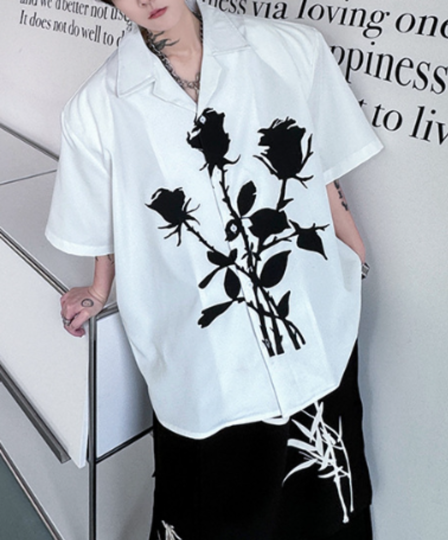rose silhouette print shirt EN2905