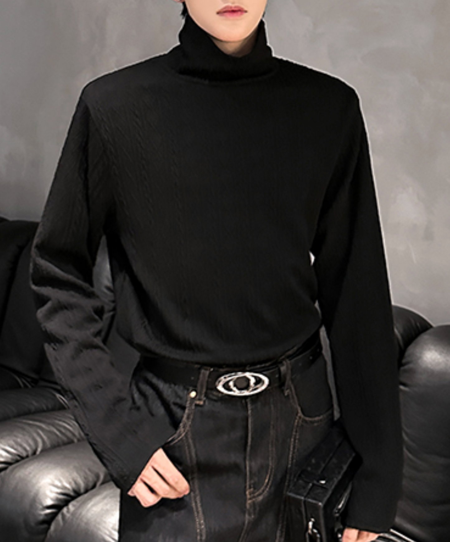 relaxed jacquard turtleneck t-shirt EN2520