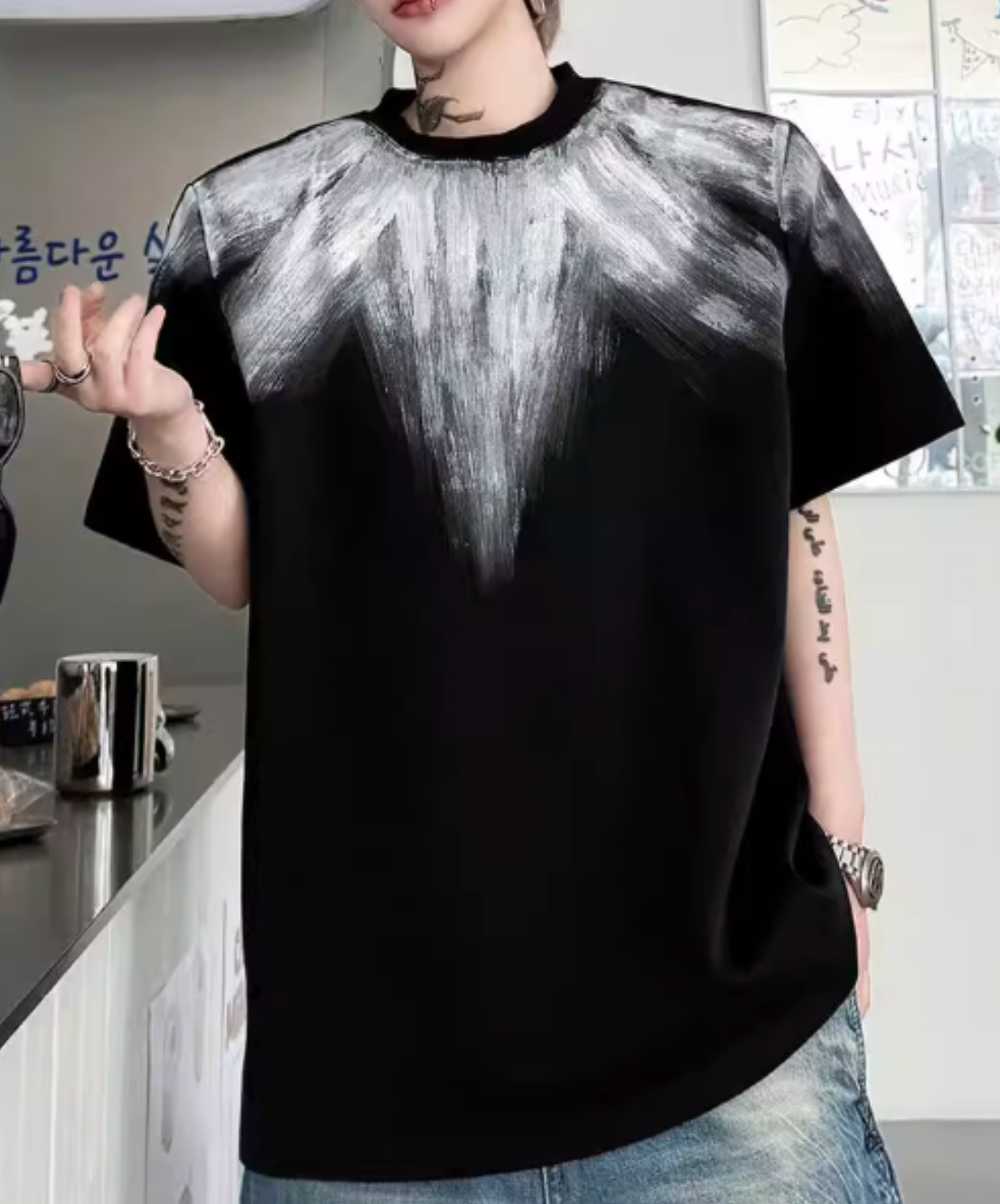 radial pattern short sleeves t-shirt EN2824