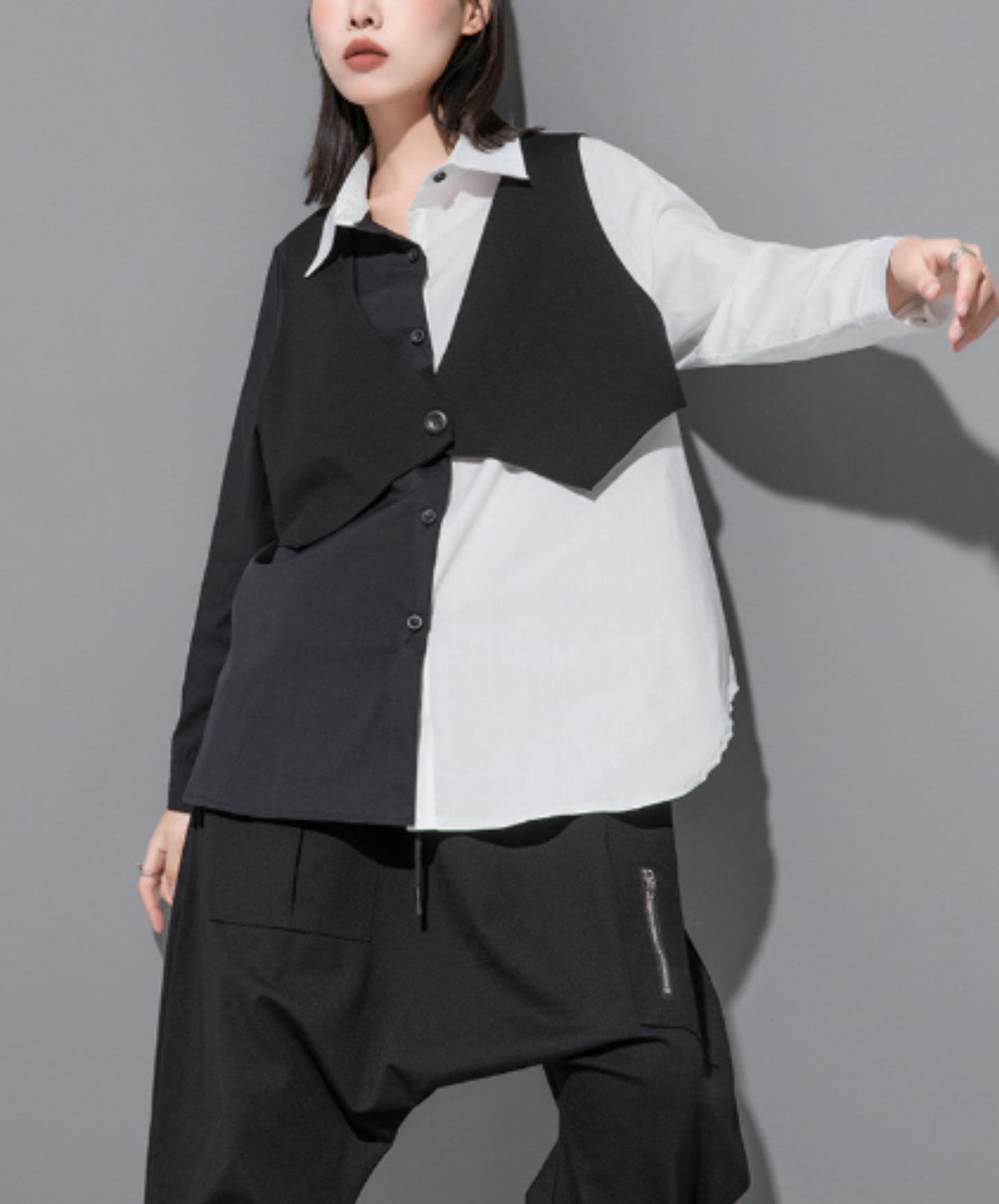 Includes a faux-layered vest shirt EN3118