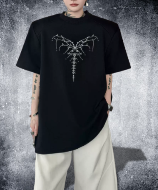 dark heart bead embroidery t-shirt EN2875