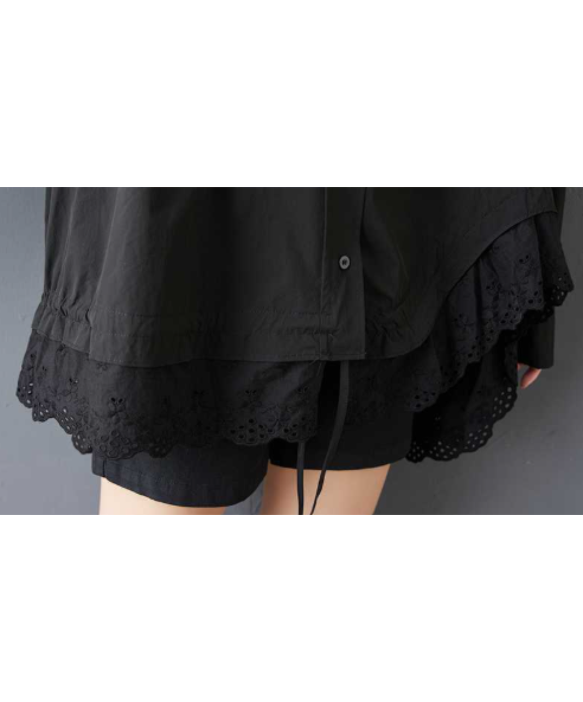 asymmetrical scalloped lace shirt EN3233