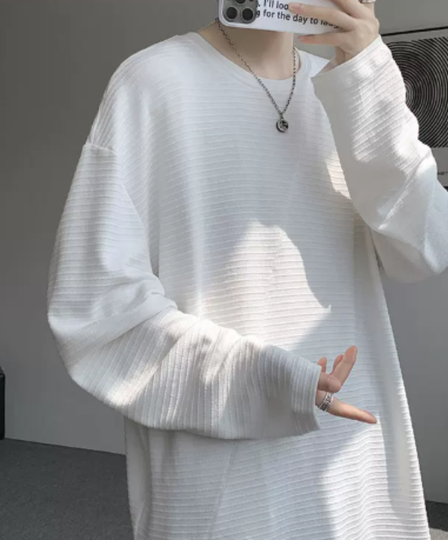brushed finish with border t-shirt EN3126