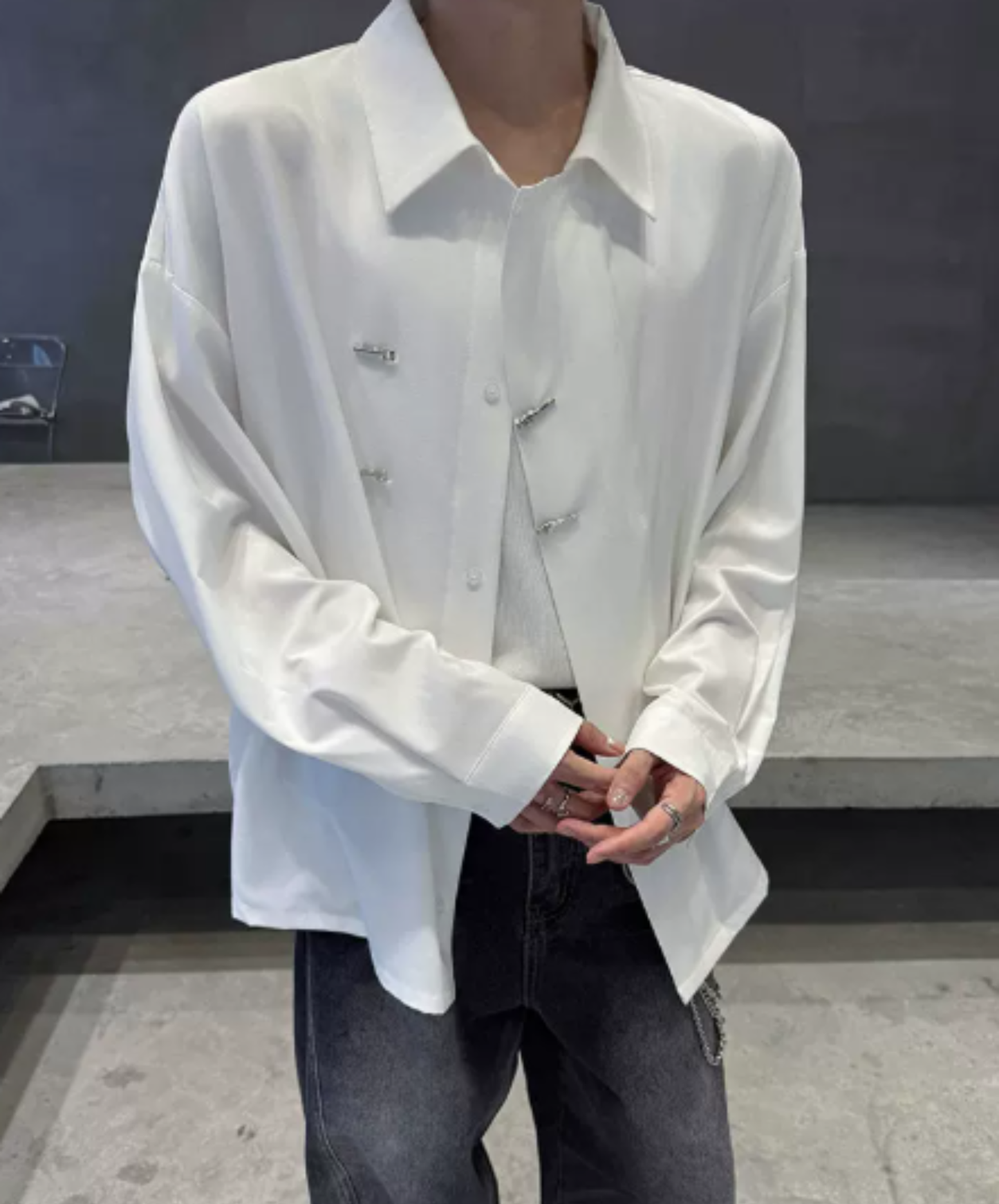 retro chinese-style metal button shirt EN3127