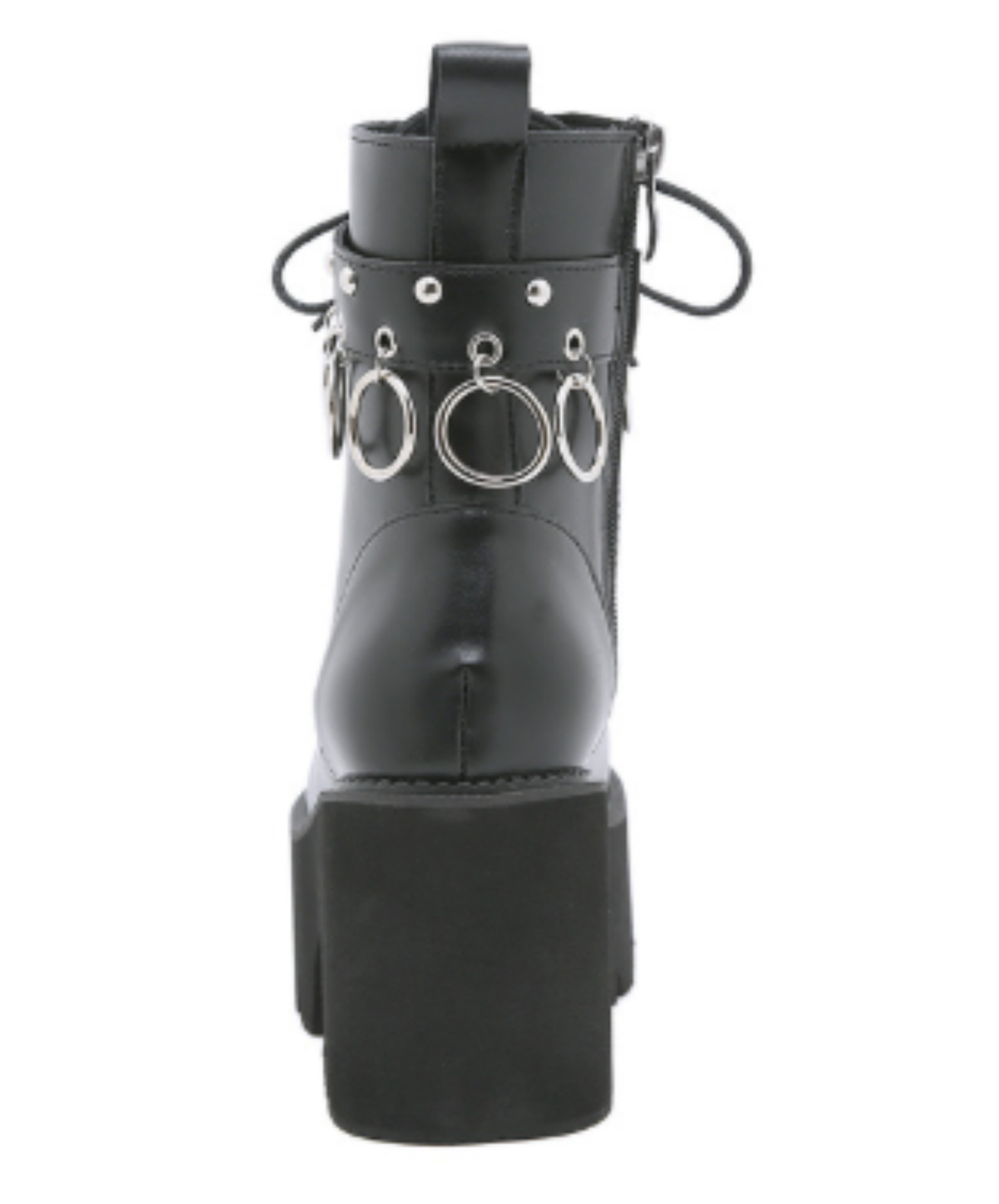lace-up design studs and metal rings boots EN3247
