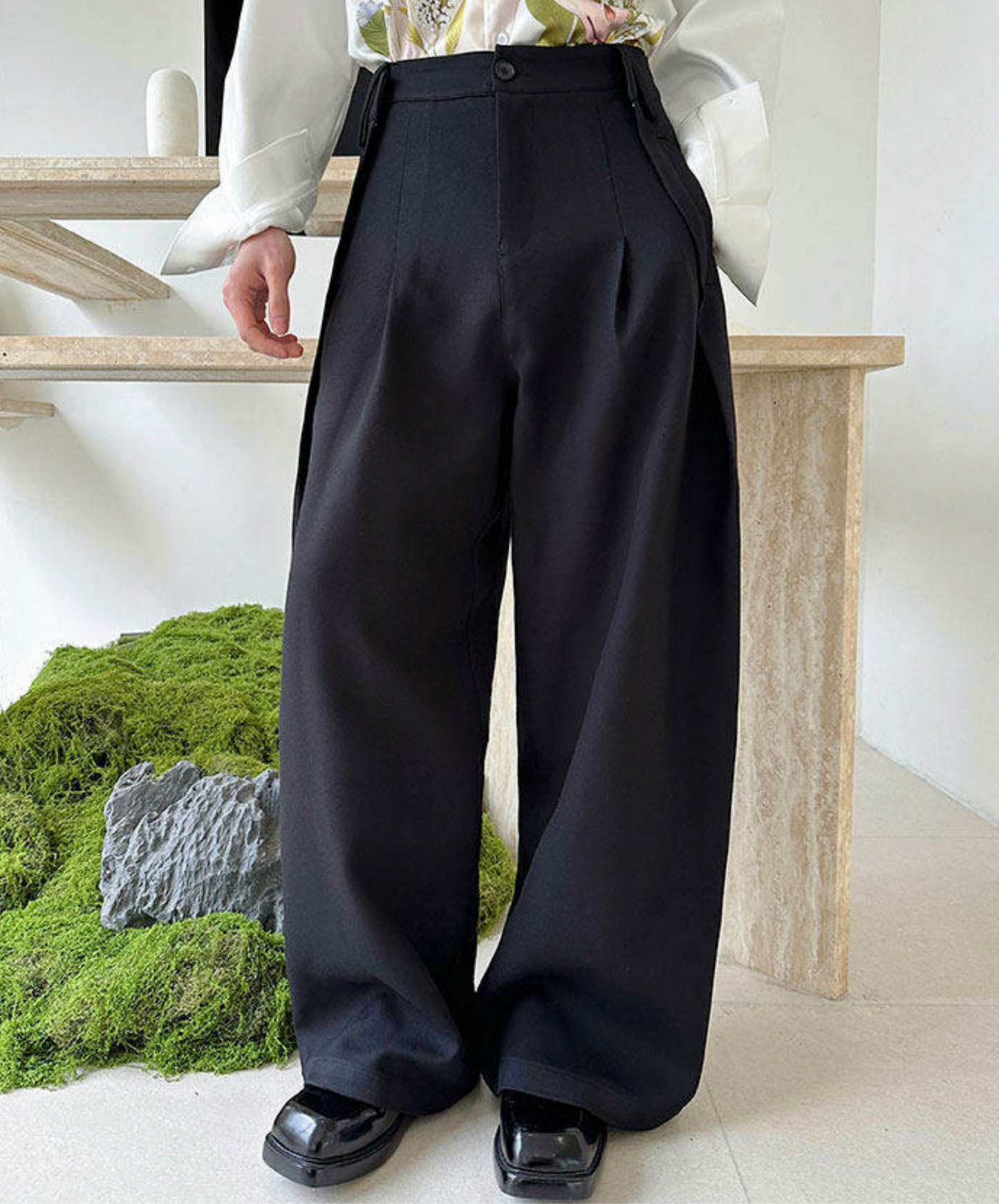 mid-high waist simple wide pants EN2711