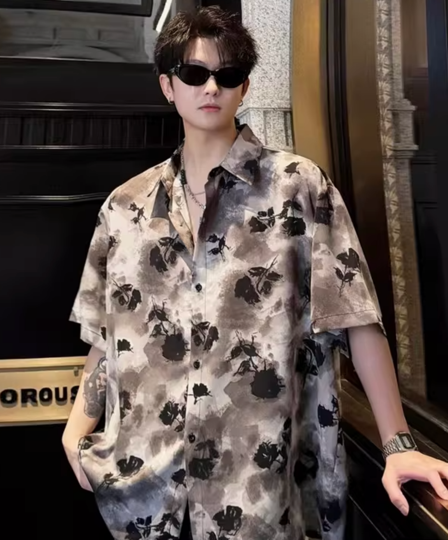 retro floral tie-dye shirt EN2791