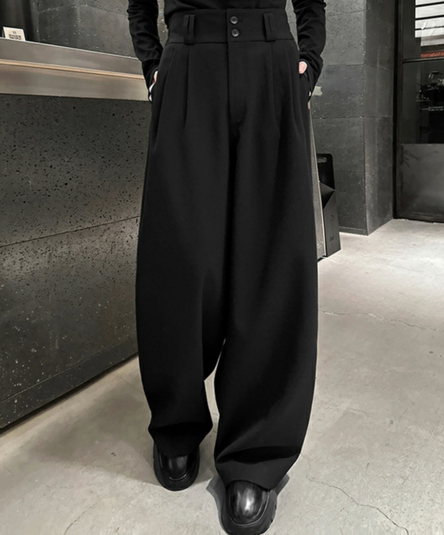high-waisted draped straight wide pants EN2386