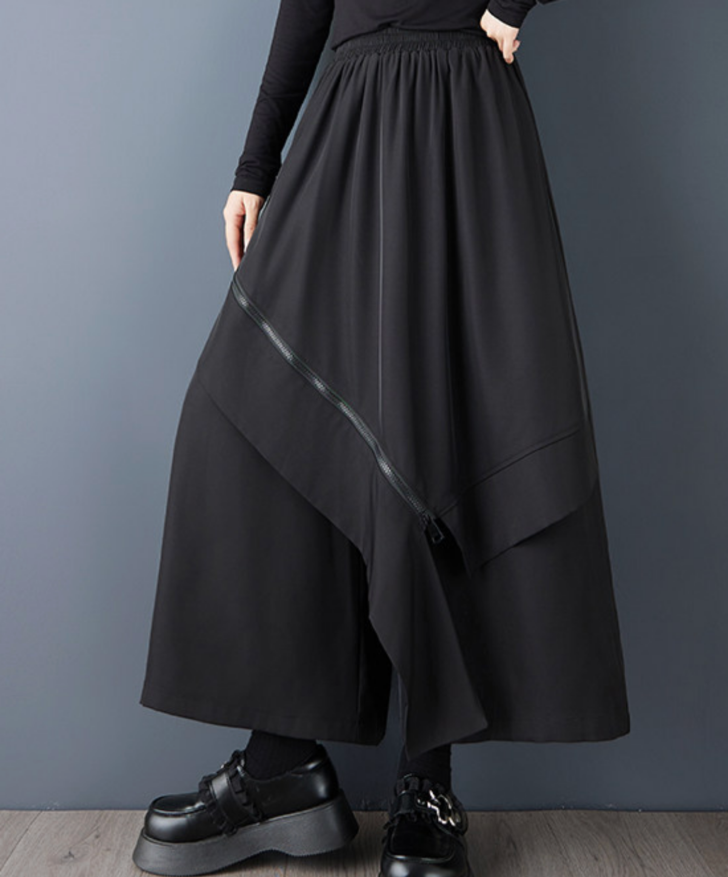 dark Irregular patchwork hem pants EN2701