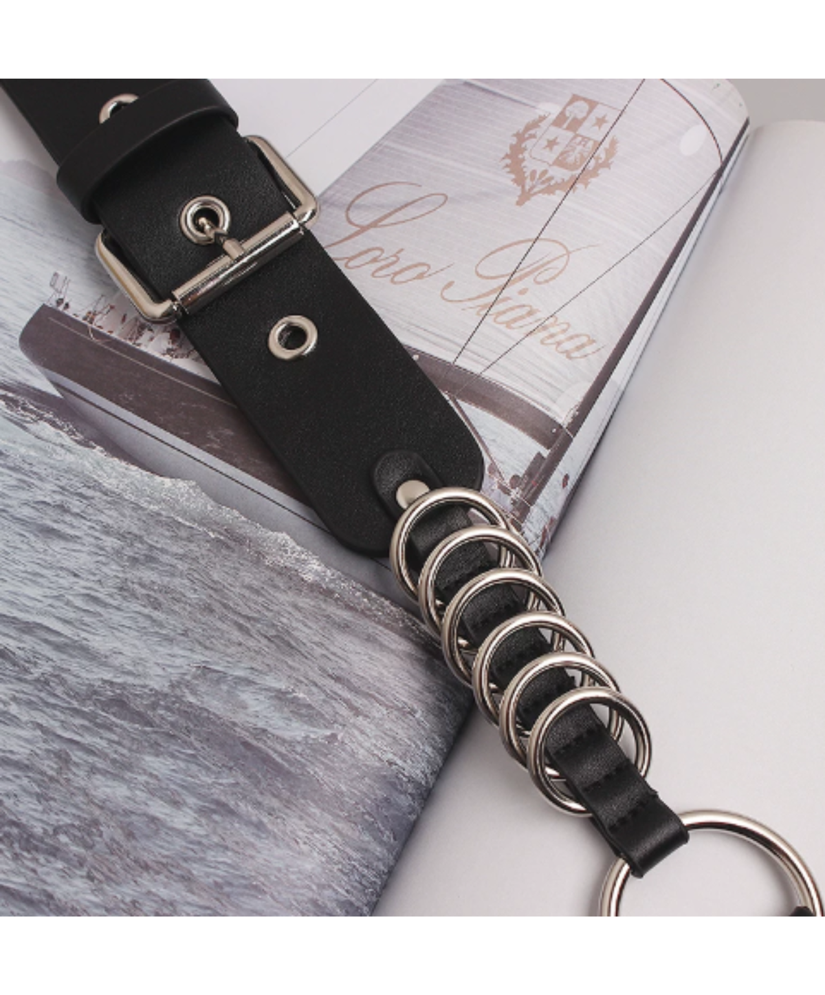dark micro bag accent ring chain belt EN3215