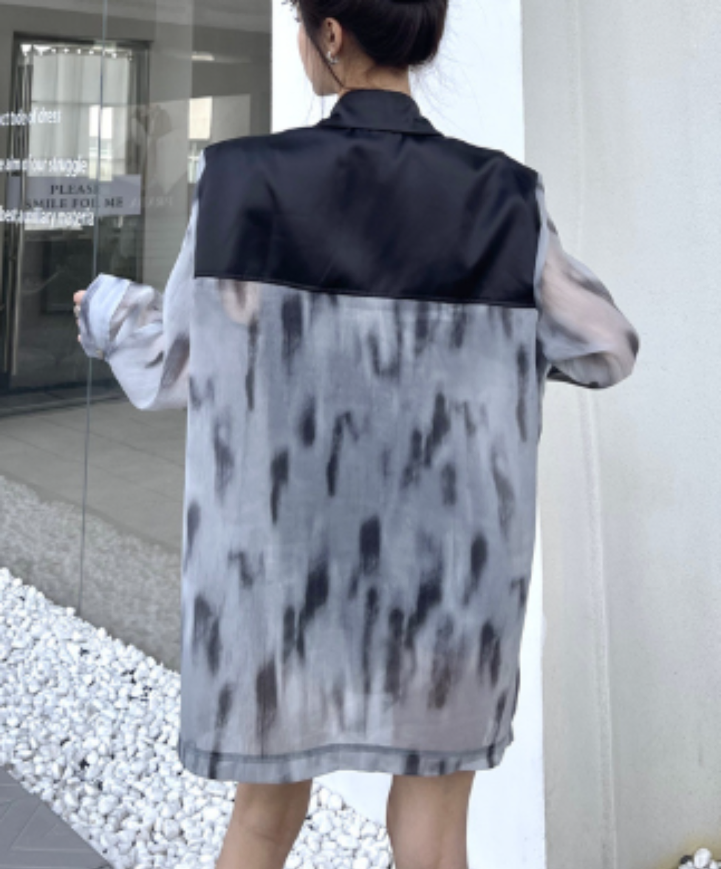tie-dye patchwork sheer jacket EN3088