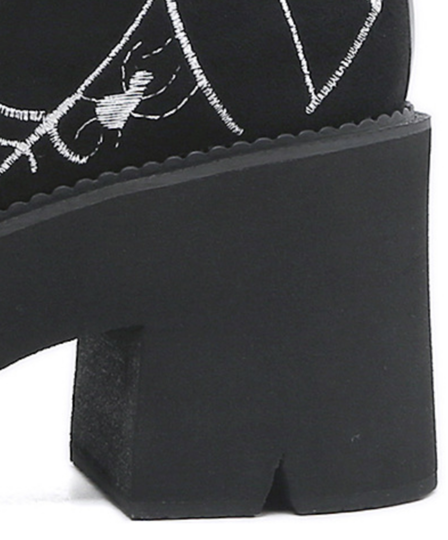 spider web embroidery suede look zip up boots EN1509