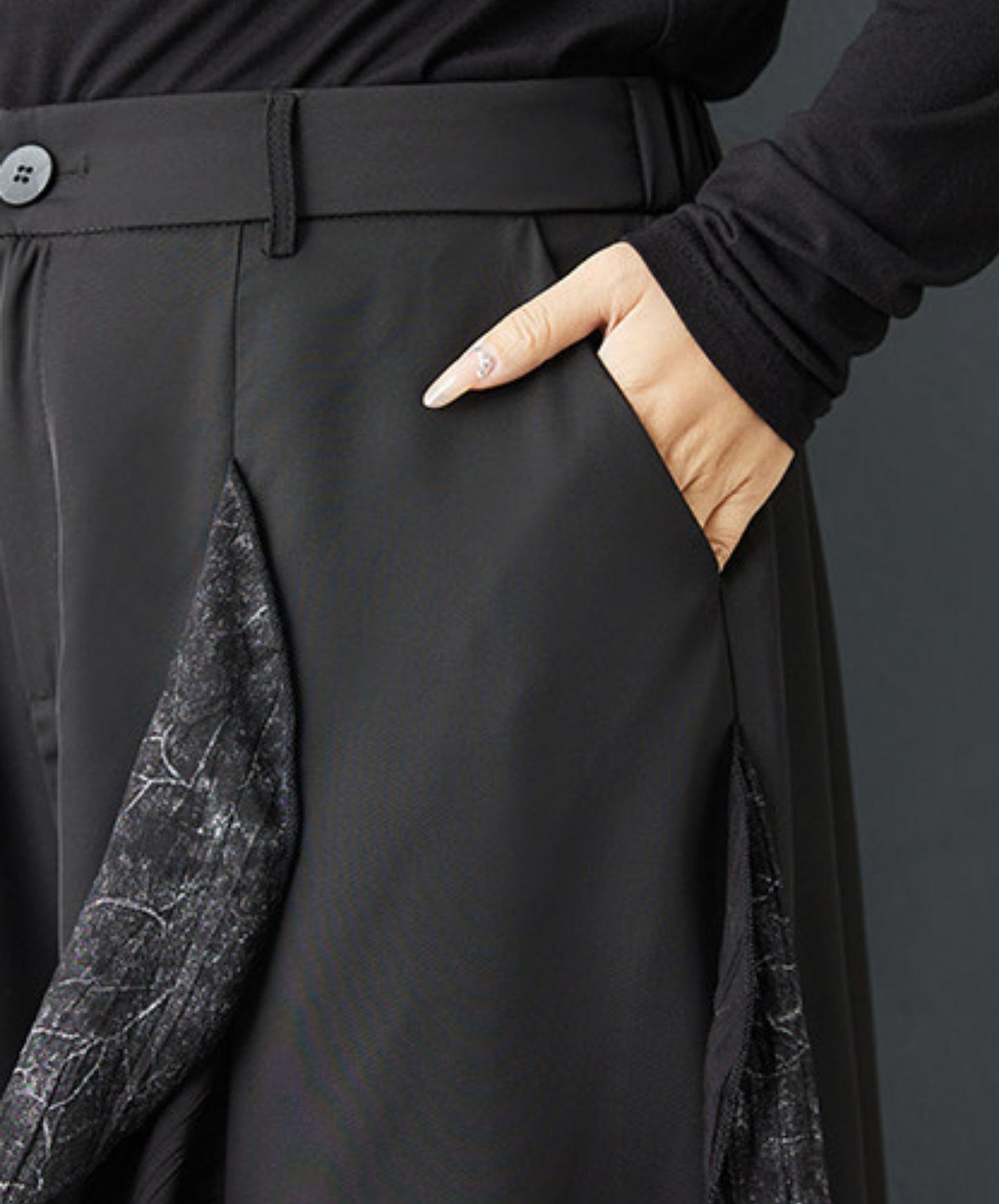 dark printed patchwork Irregular wide pants EN2727