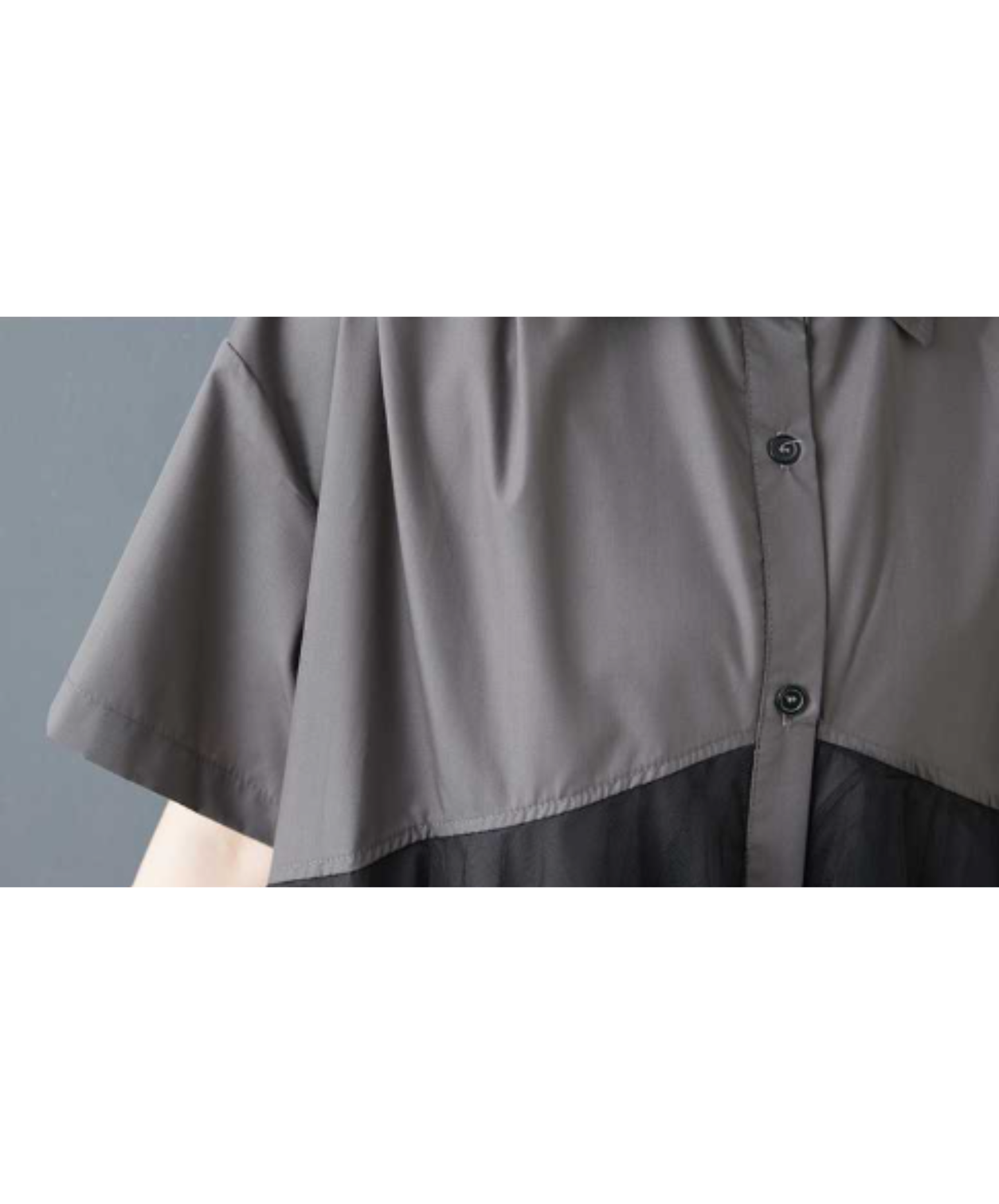 dark mesh patchwork long shirt EN3054