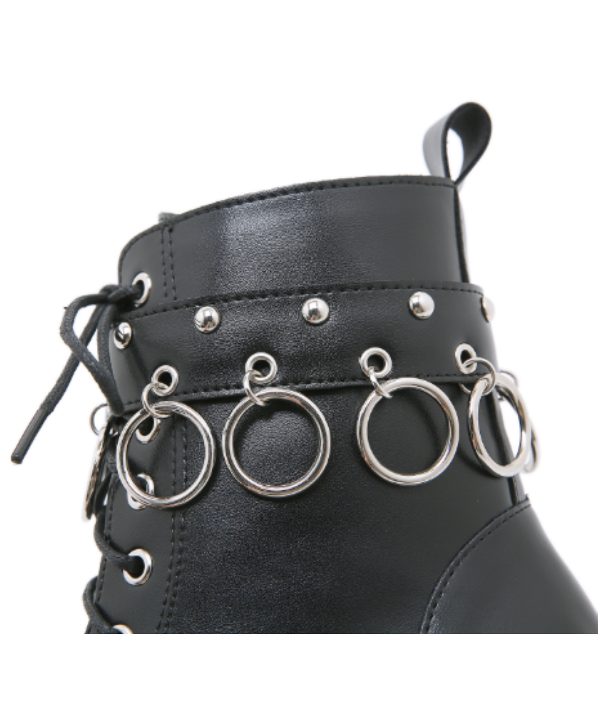 lace-up design studs and metal rings boots EN3247