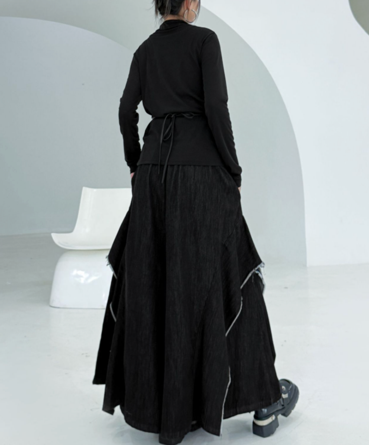 american patchwork high waist wide pants EN2781