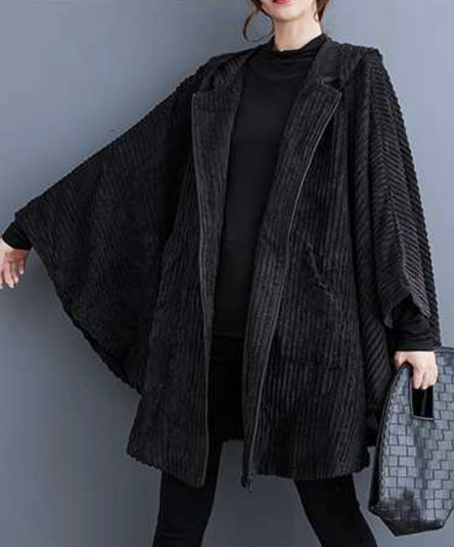 corduroy poncho hoodie EN2443
