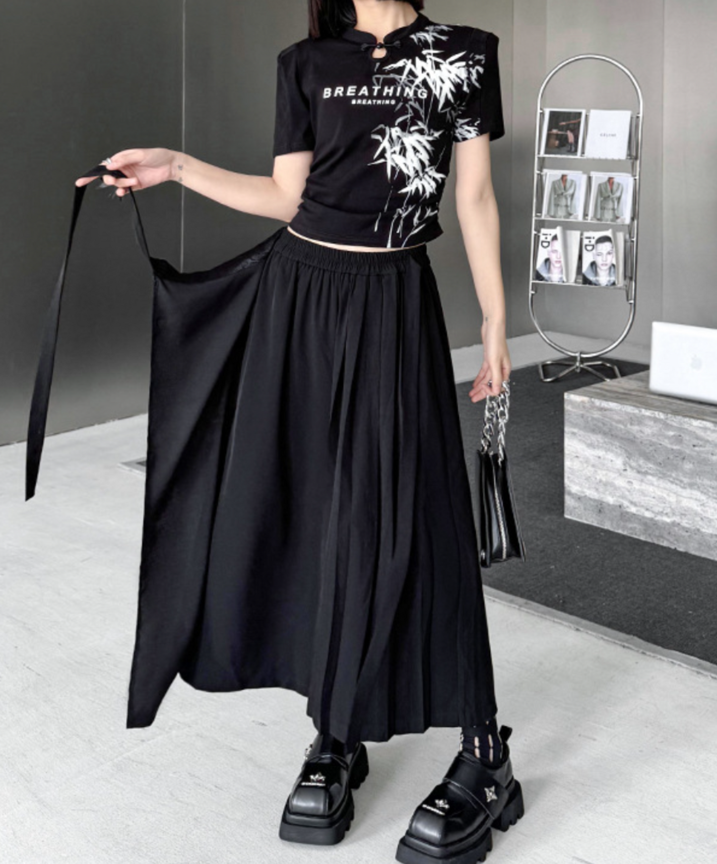 pleated long hakama pants EN1708