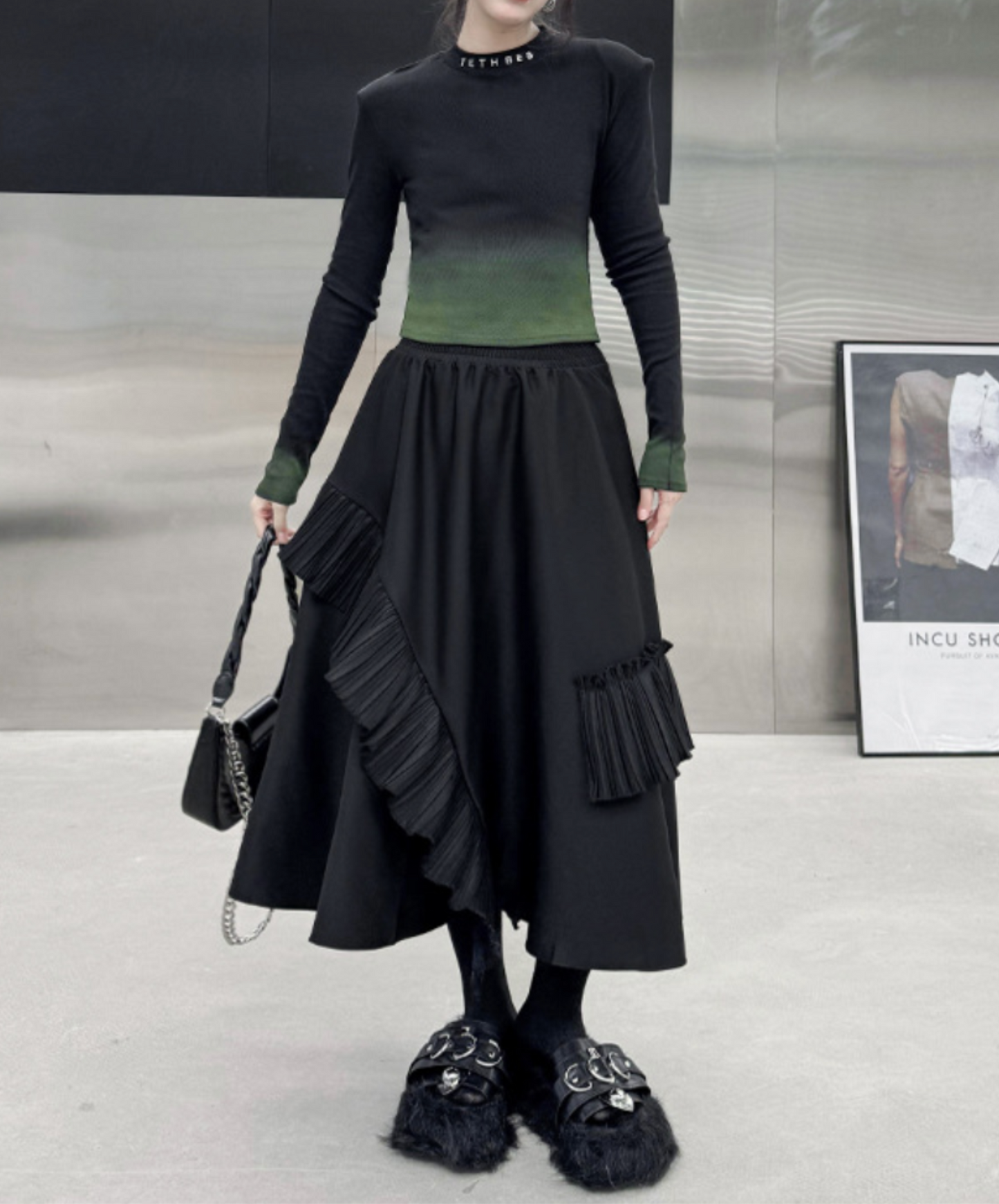 pleated ruffle decoration skirt EN2334