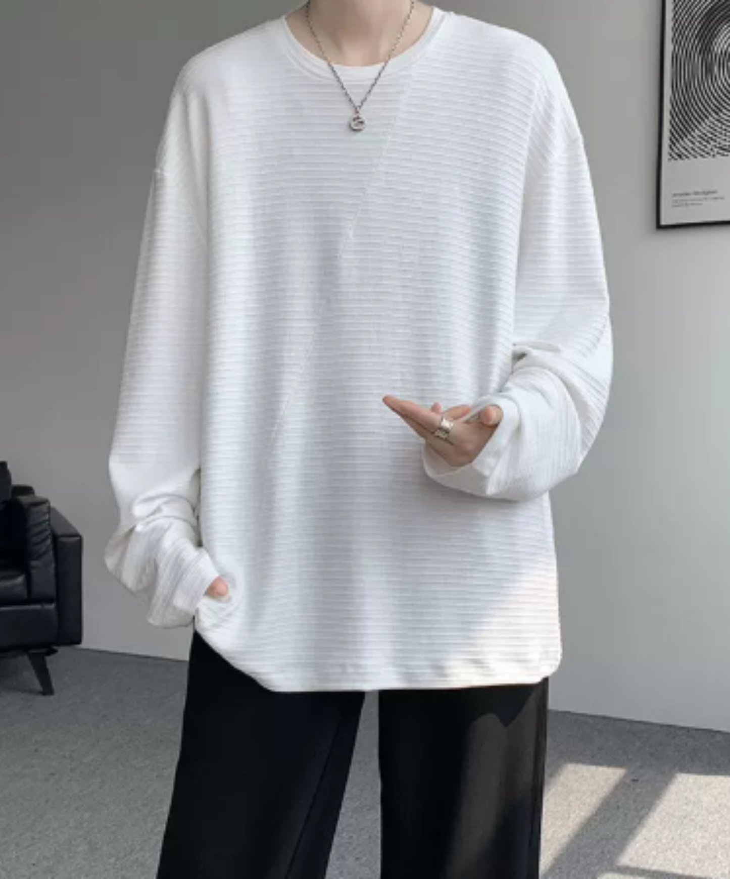 brushed finish with border t-shirt EN3126